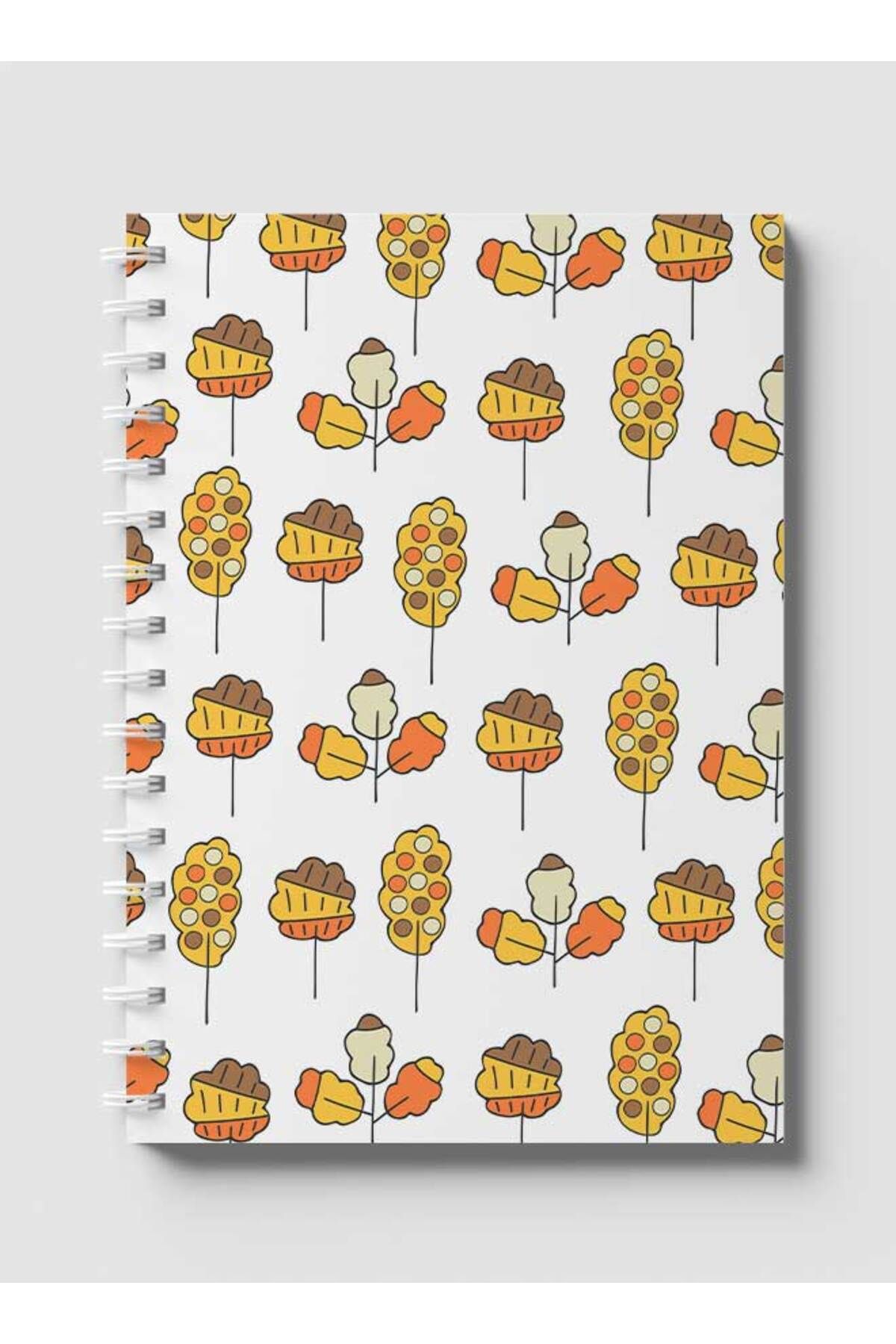 LOWHA-Spiral Notebook with Front and Back Hard Covers Featuring Leaves Draw Design 1