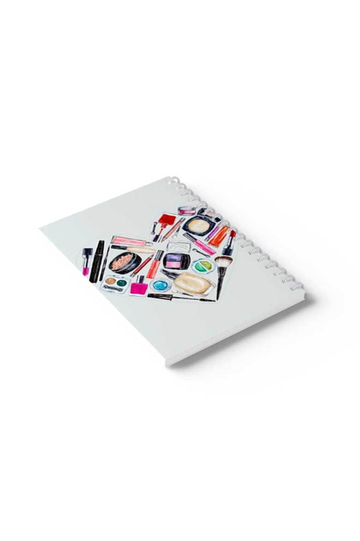 LOWHA-Spiral Notebook with Front and Back Hard Covers Featuring Make up Heart Design 6