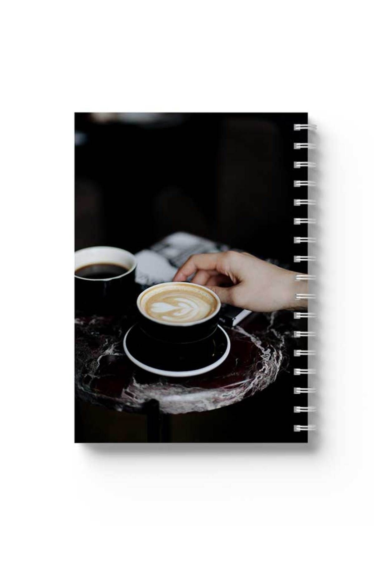 LOWHA-Spiral Notebook with Front and Back Hard Covers Featuring Coffe Design 1