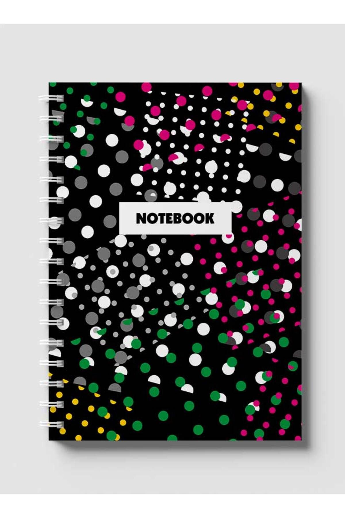 LOWHA-Spiral Notebook with Front and Back Hard Covers Featuring Abstract Multi-Colored Dots Design 1
