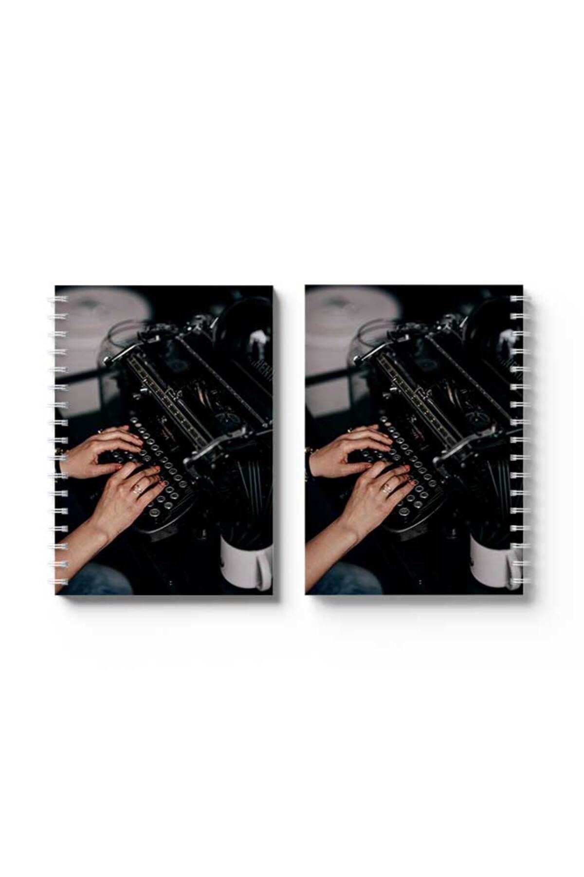 LOWHA-Spiral Notebook with Front and Back Hard Covers Featuring Typing Design 4