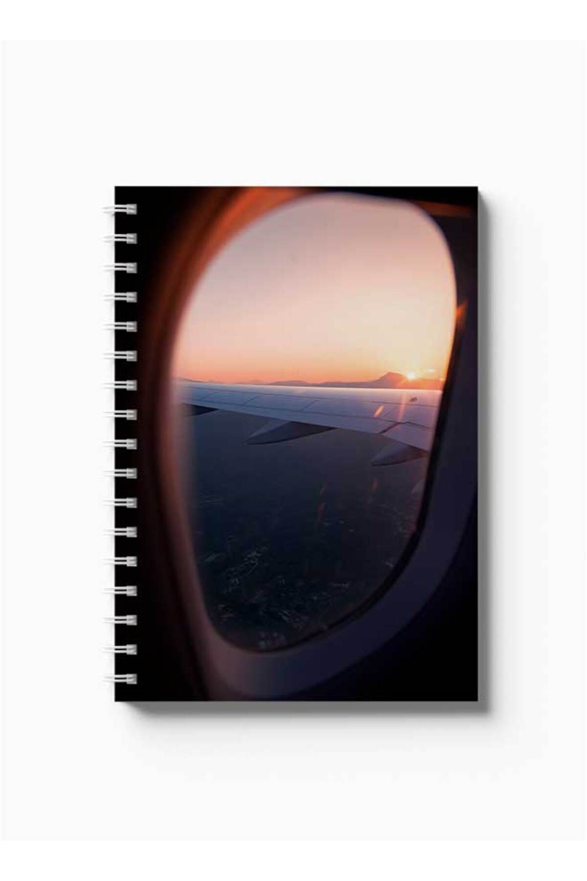 LOWHA-Spiral Notebook with Front and Back Hard Covers Featuring Plane Window Design 5