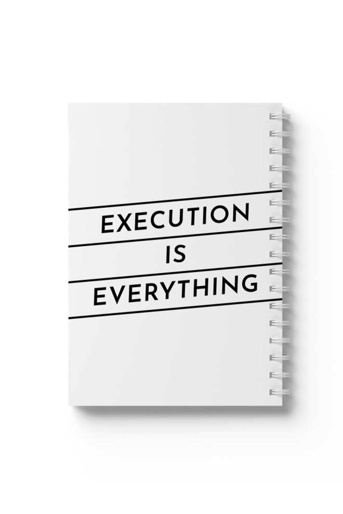 LOWHA-Spiral Notebook with Front and Back Hard Covers Featuring Execution Is Everything Design 1