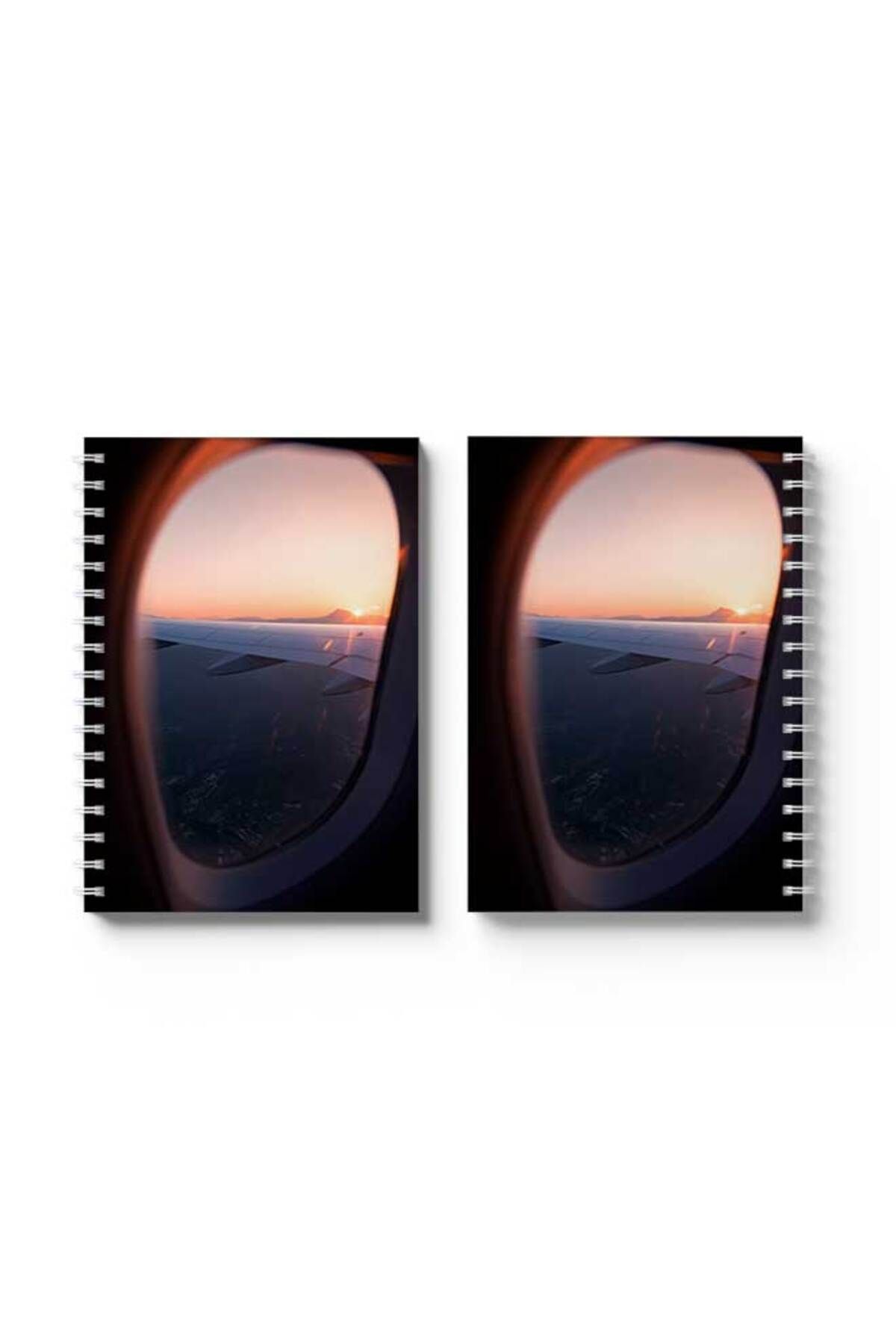 LOWHA-Spiral Notebook with Front and Back Hard Covers Featuring Plane Window Design 4