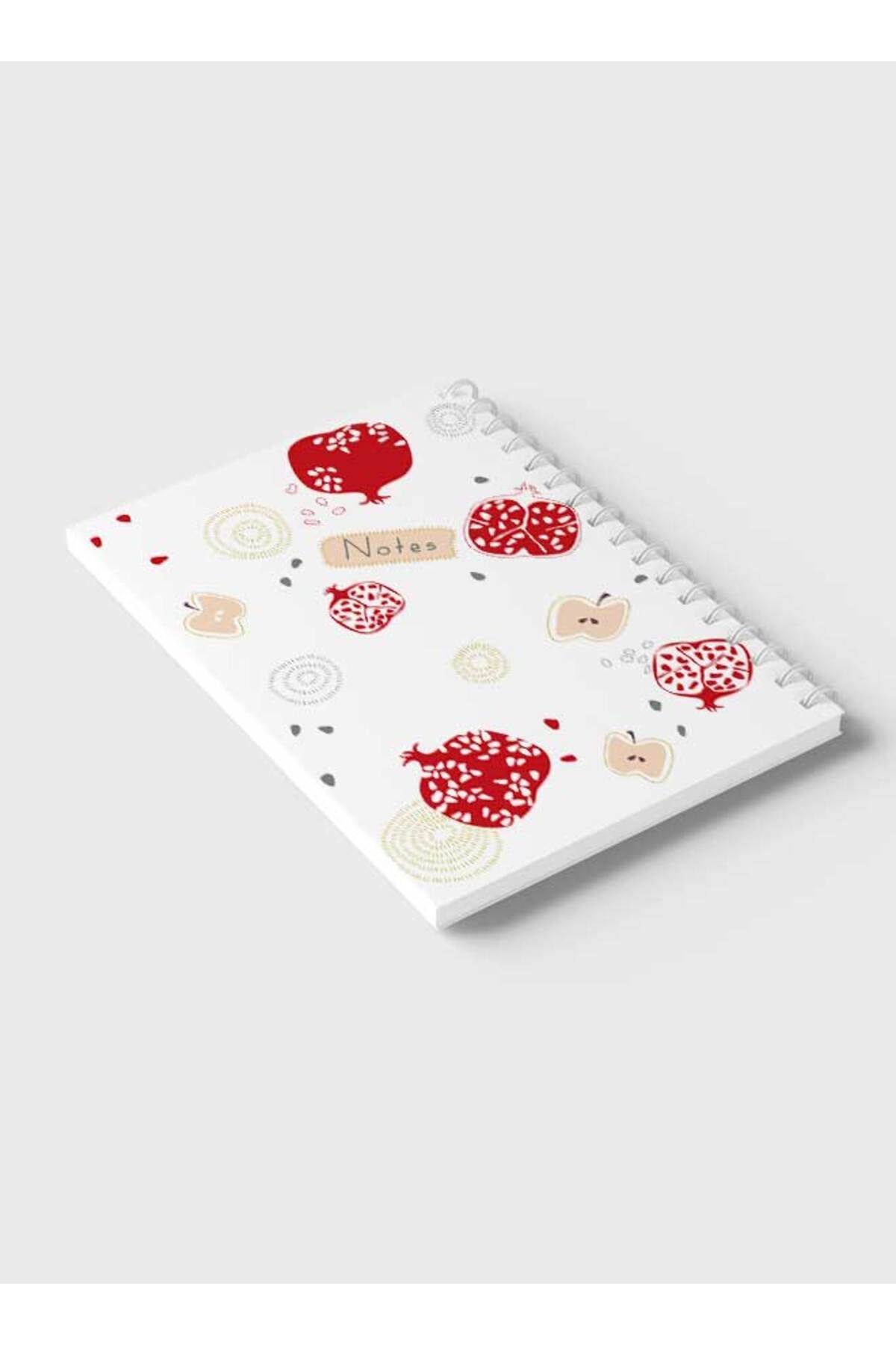 LOWHA-Spiral Notebook with Front and Back Hard Covers Featuring Apple & Pomegranate Design 6