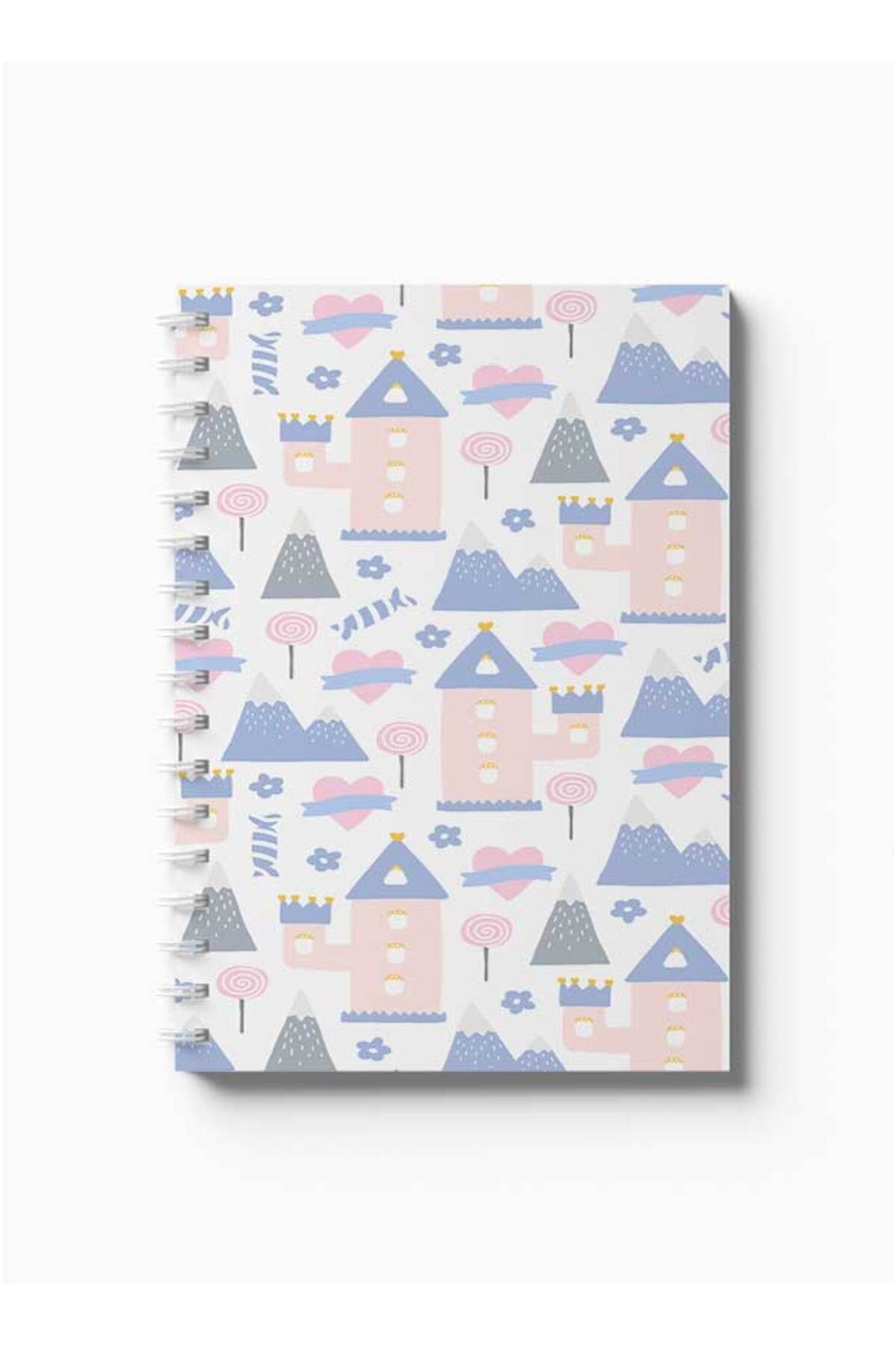 LOWHA-Spiral Notebook with Front and Back Hard Covers Featuring Shapes Design 5