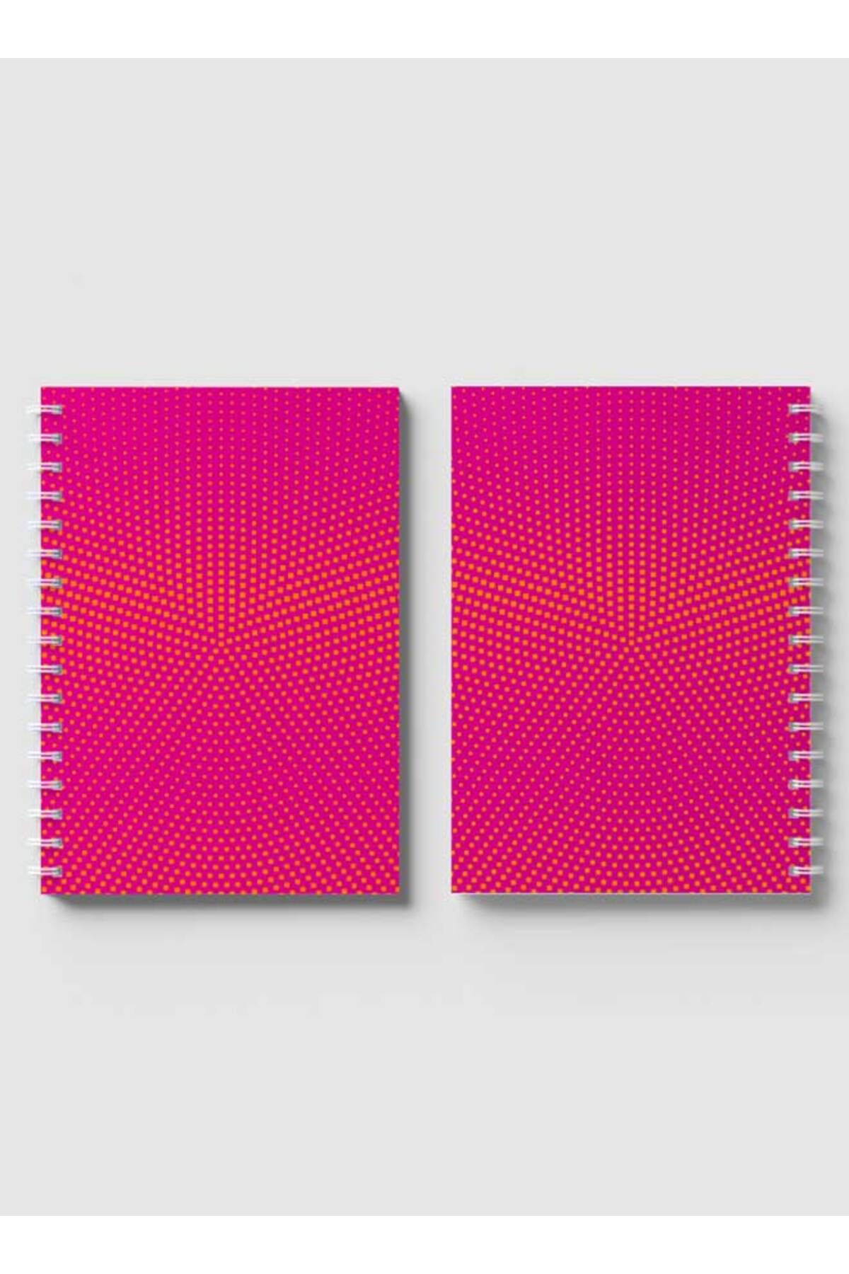 LOWHA-Spiral Notebook with Front and Back Hard Covers Featuring Square Halftone Yellow Design 4