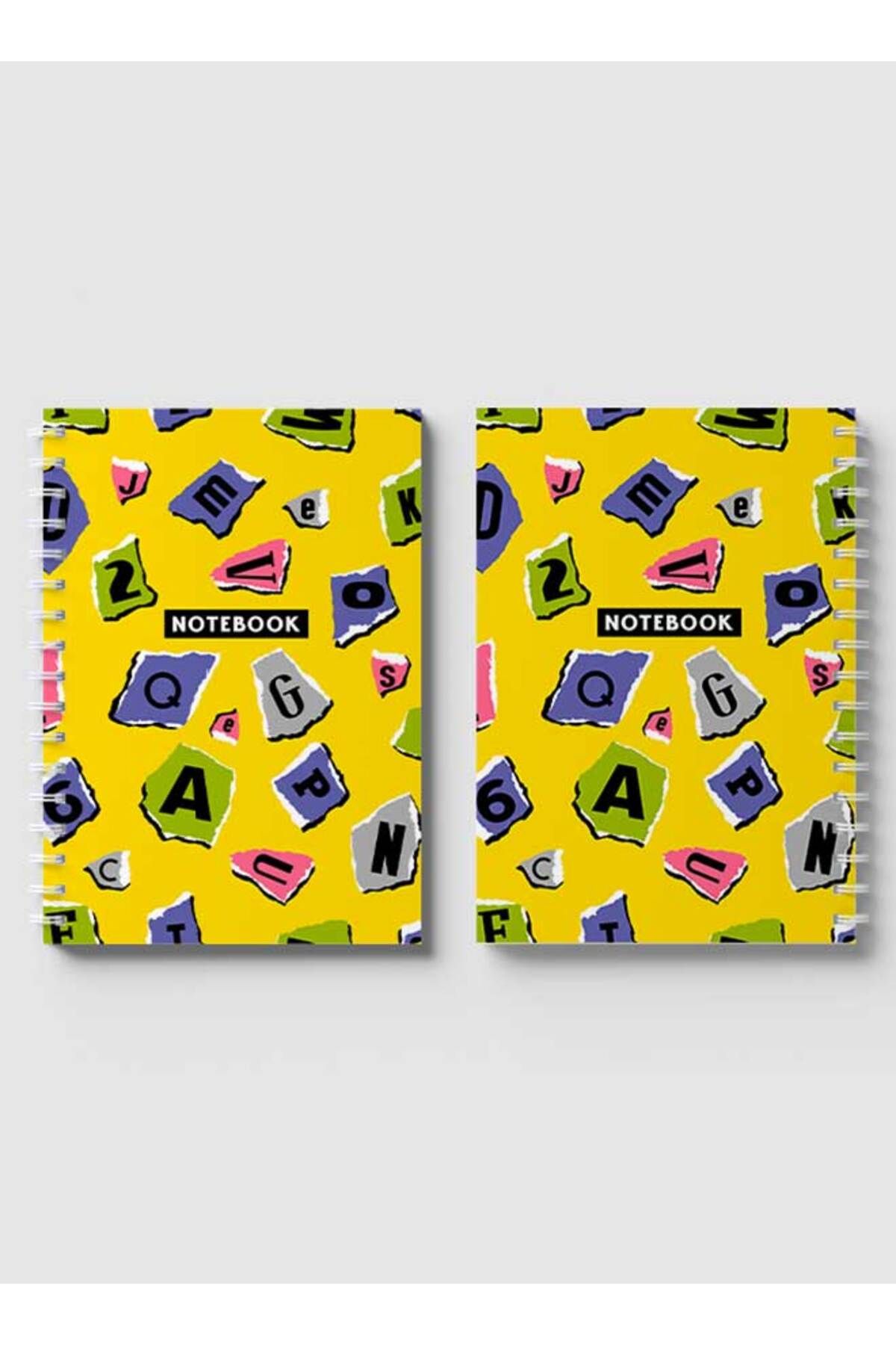 LOWHA-Spiral Notebook with Front and Back Hard Covers Featuring Torn Letters & Number Design 4