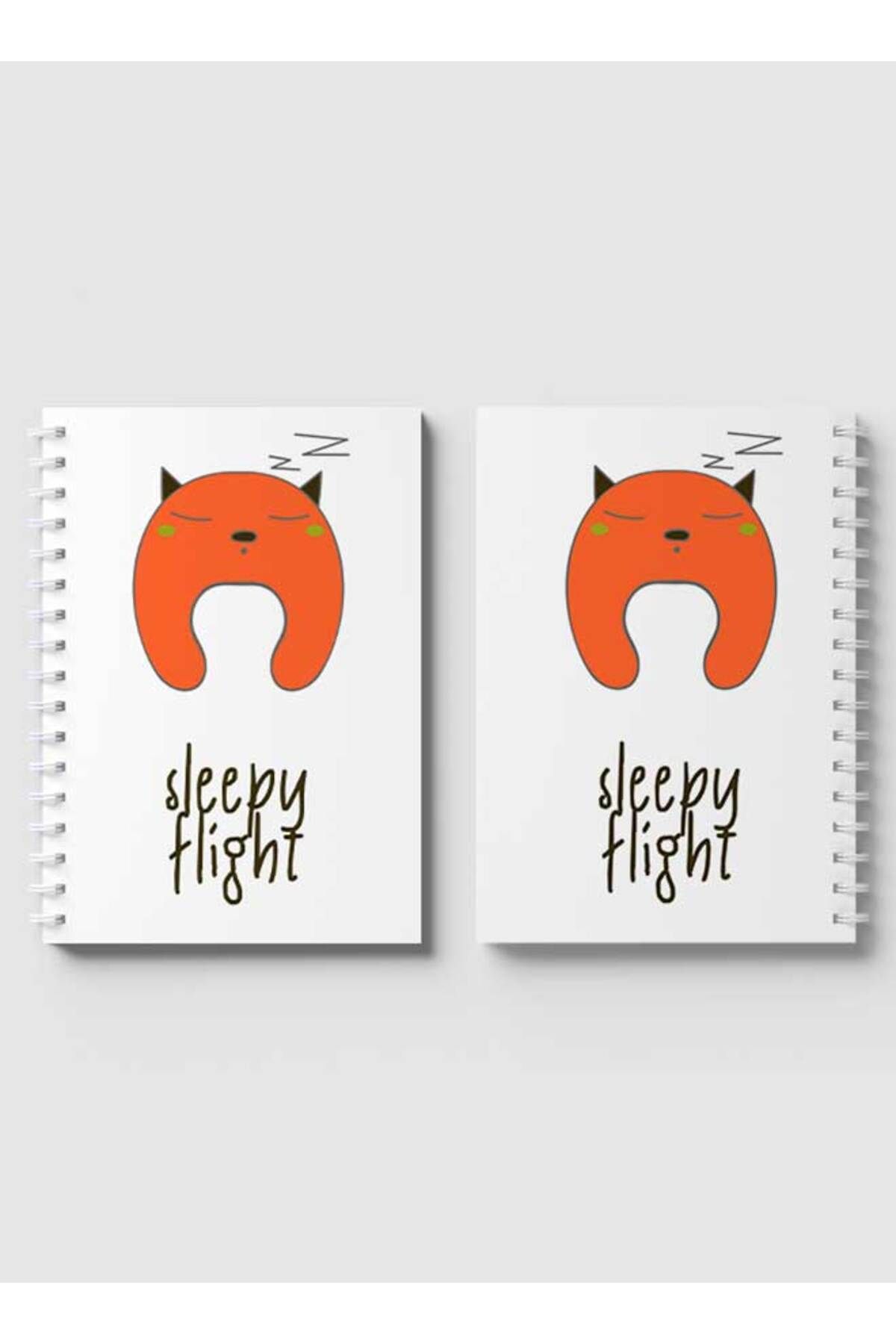 LOWHA-Spiral Notebook with Front and Back Hard Covers Featuring Sleepy Flight Doodle Cat Design 4