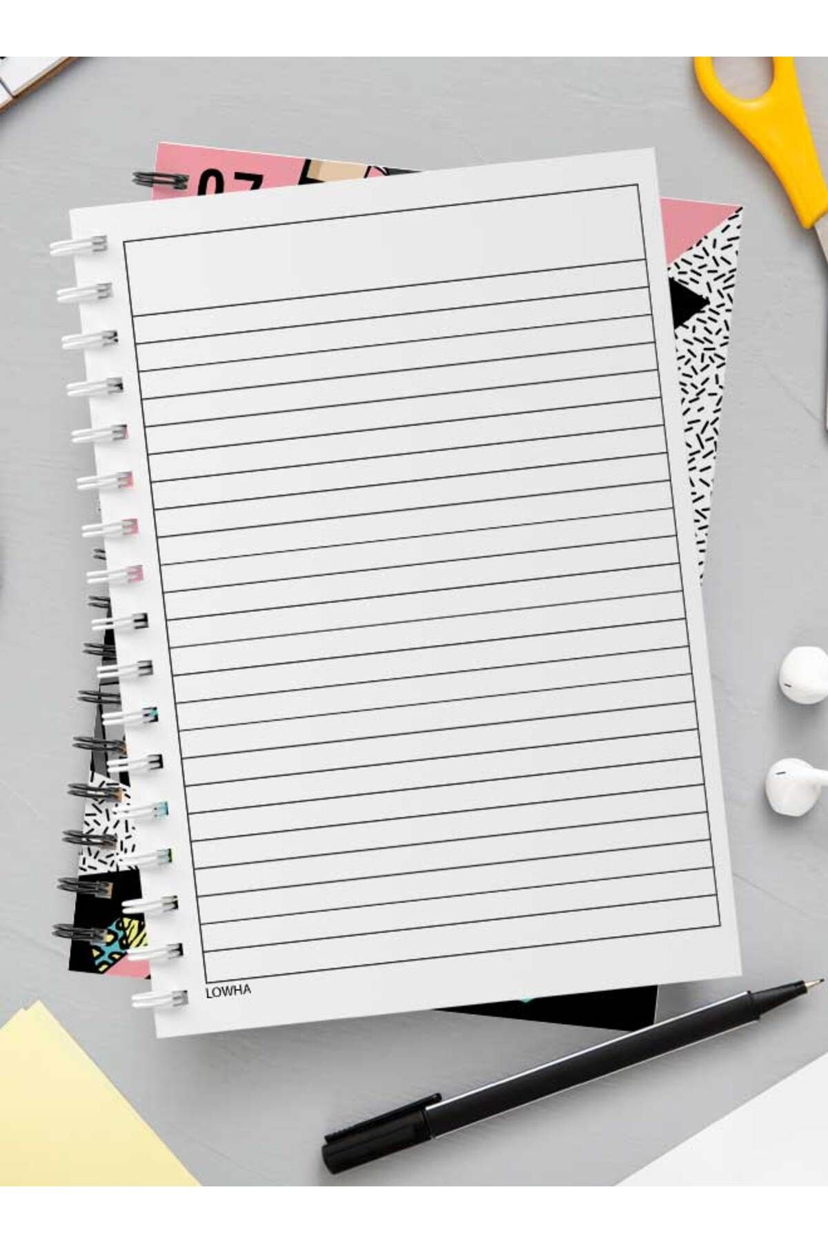 LOWHA-Spiral Notebook with Front and Back Hard Covers Featuring Back to the 90's Design 3