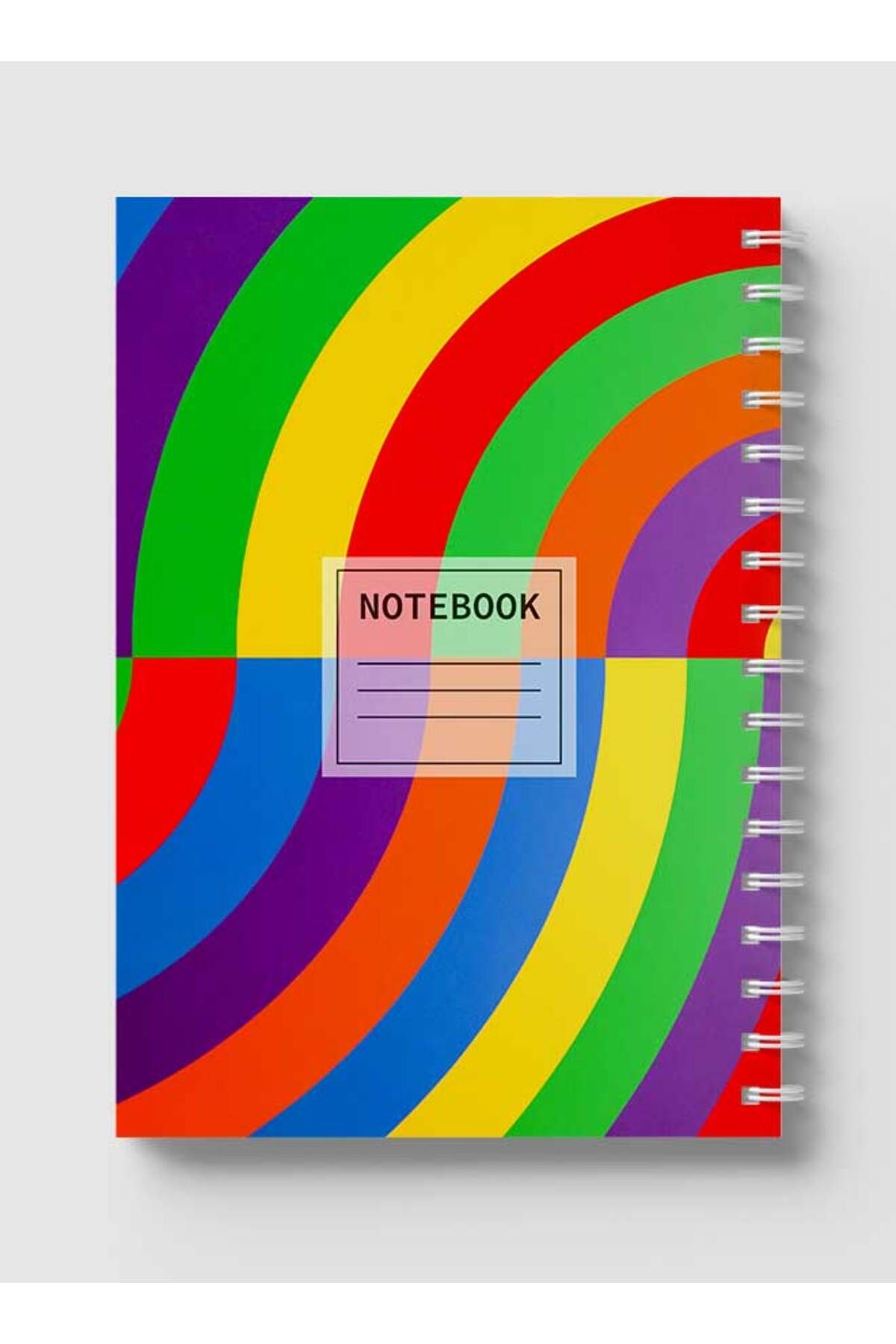 LOWHA-Spiral Notebook with Front and Back Hard Covers Featuring Abstract Colored Connected Shapes Design 5