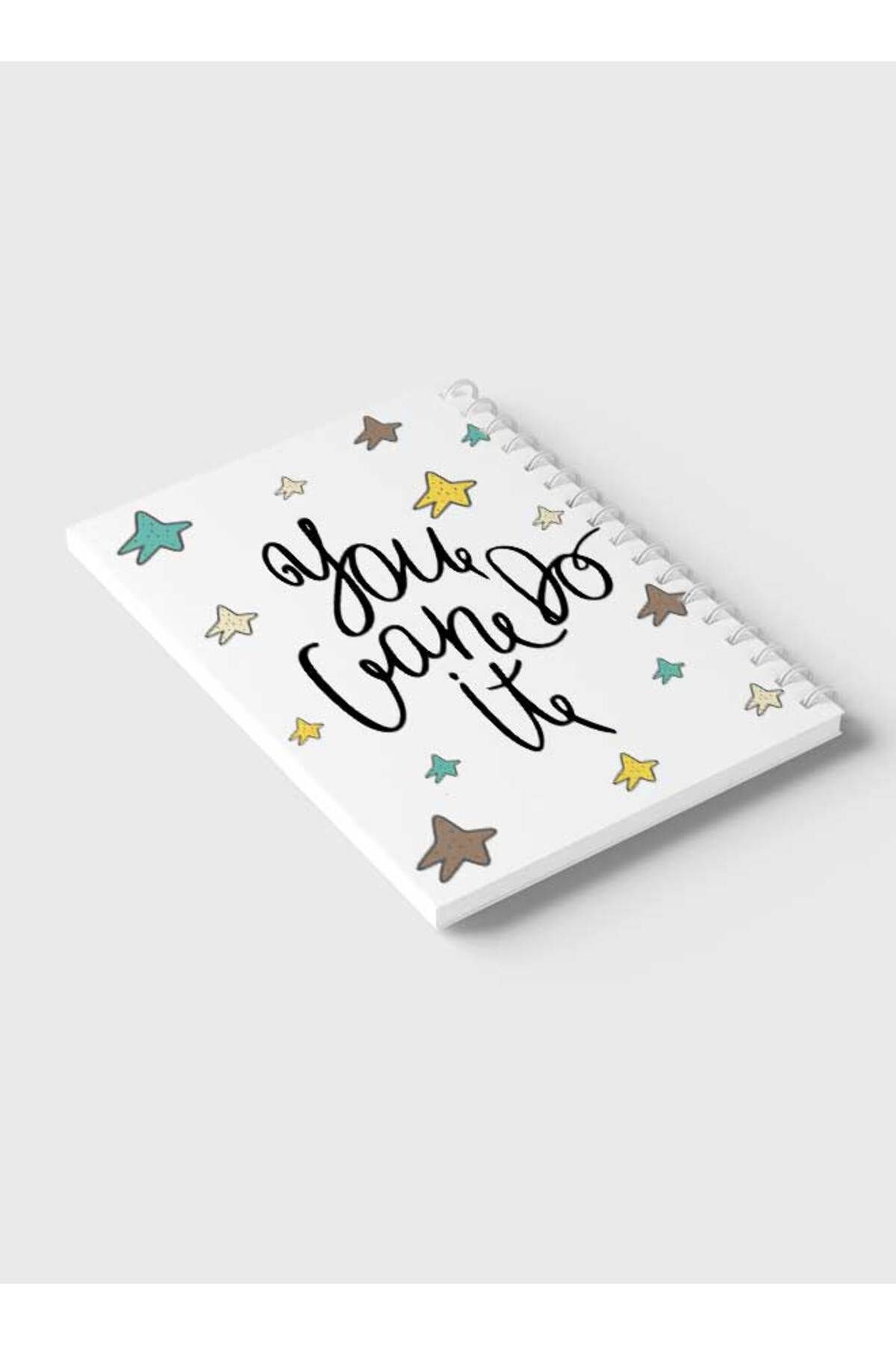 LOWHA-Spiral Notebook with Front and Back Hard Covers Featuring You Can Do It Doodle Stars Design 6