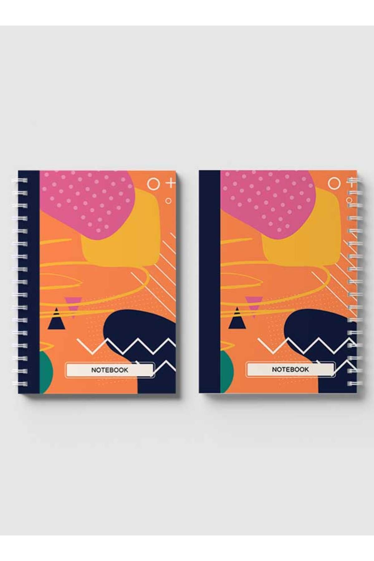 LOWHA-Spiral Notebook with Front and Back Hard Covers Featuring Abstract Geometric Design 4