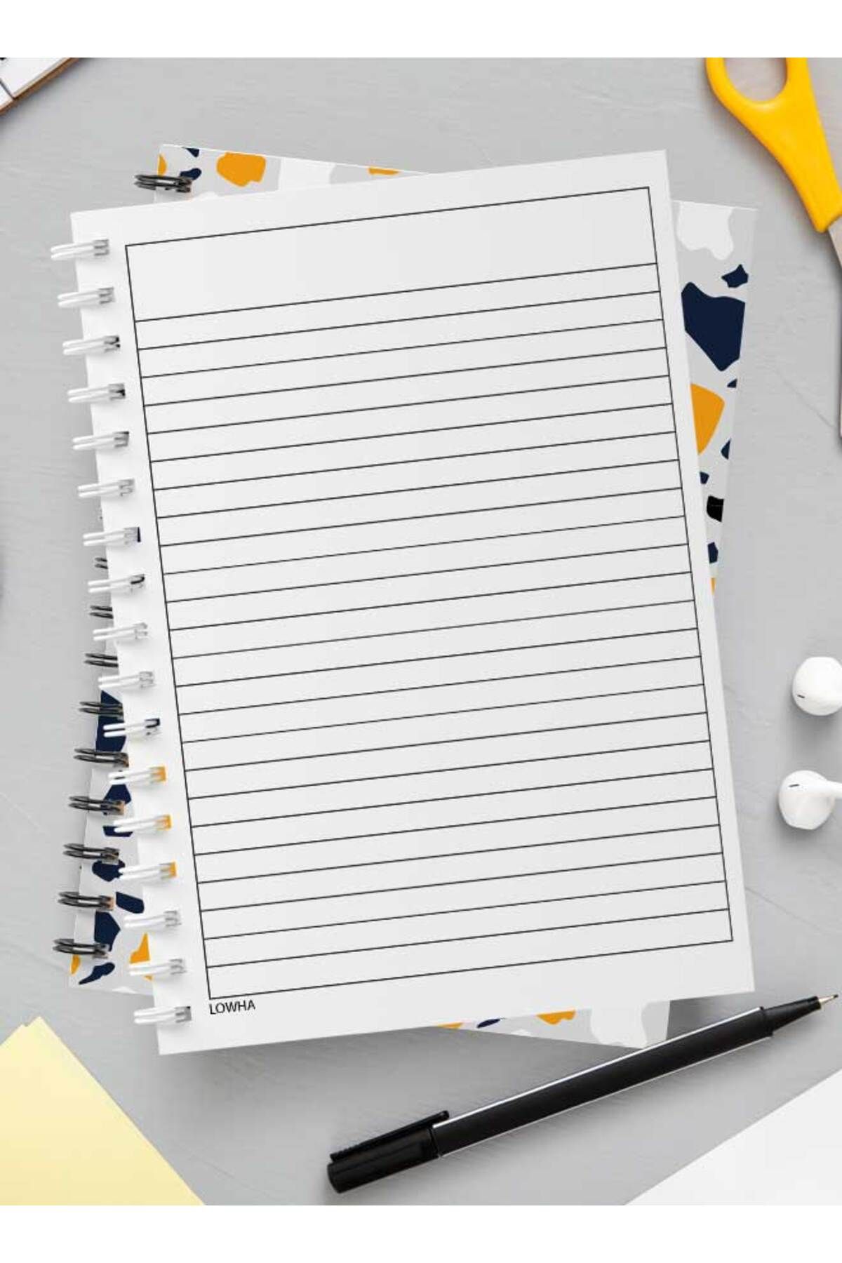 LOWHA-Spiral Notebook with Front and Back Hard Covers Featuring Terrazzo Style Design 3