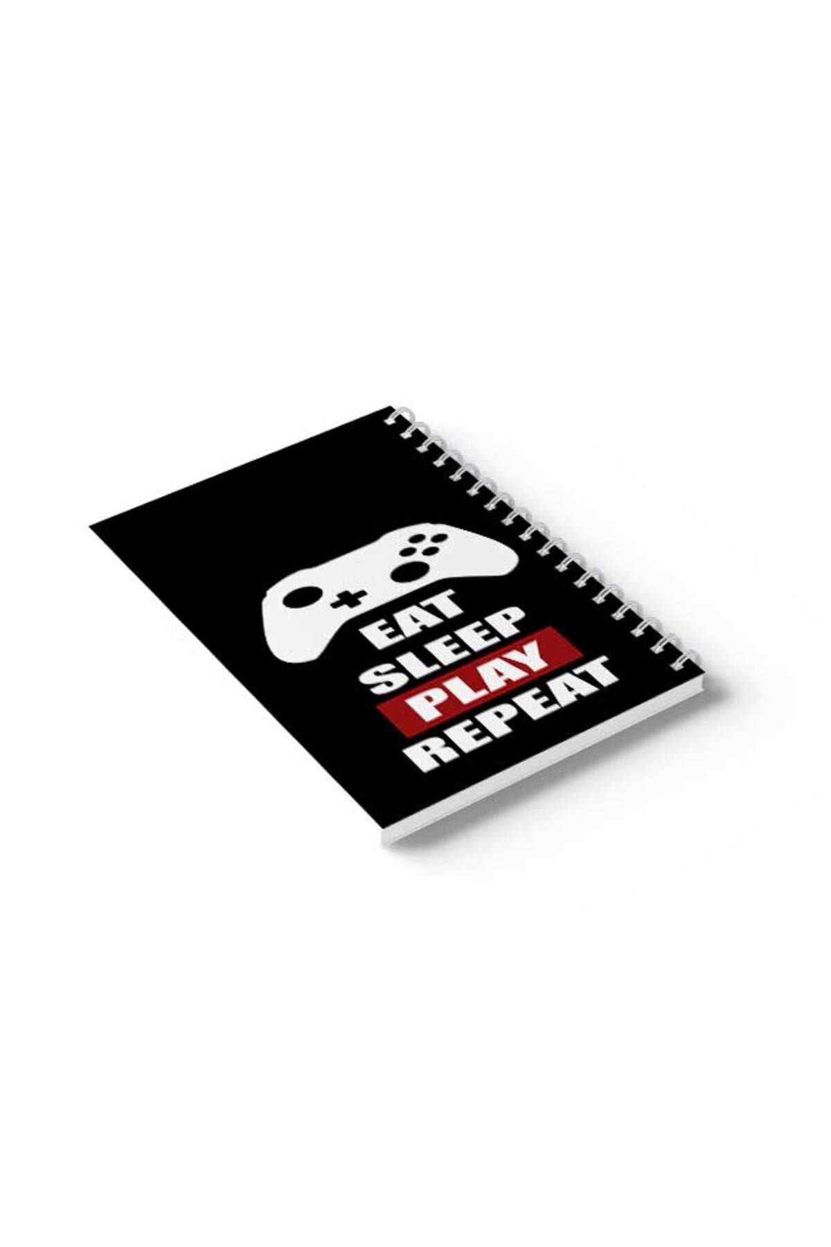 LOWHA-Spiral Notebook with Front and Back Hard Covers Featuring Eat Sleep Play Repeat Design 6