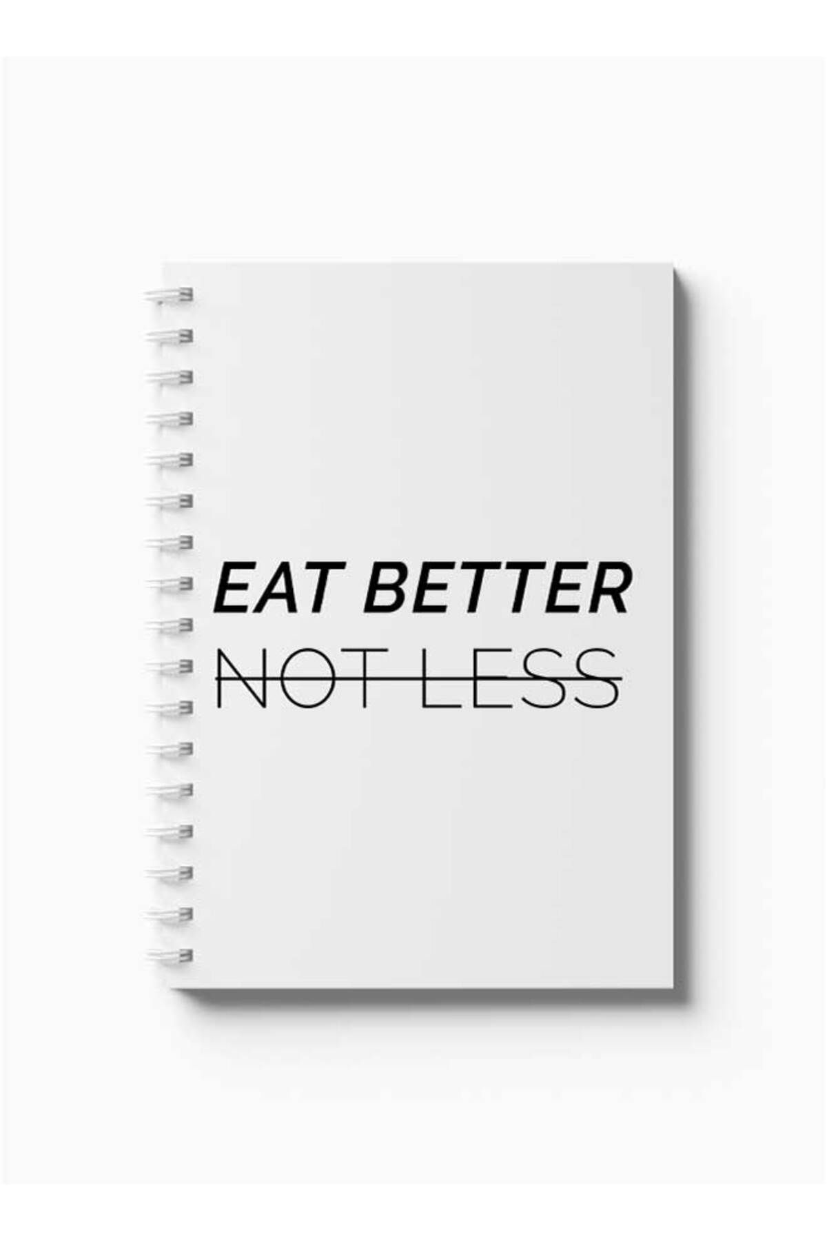 LOWHA-Spiral Notebook with Front and Back Hard Covers Featuring Eat Better Not Less Design 5