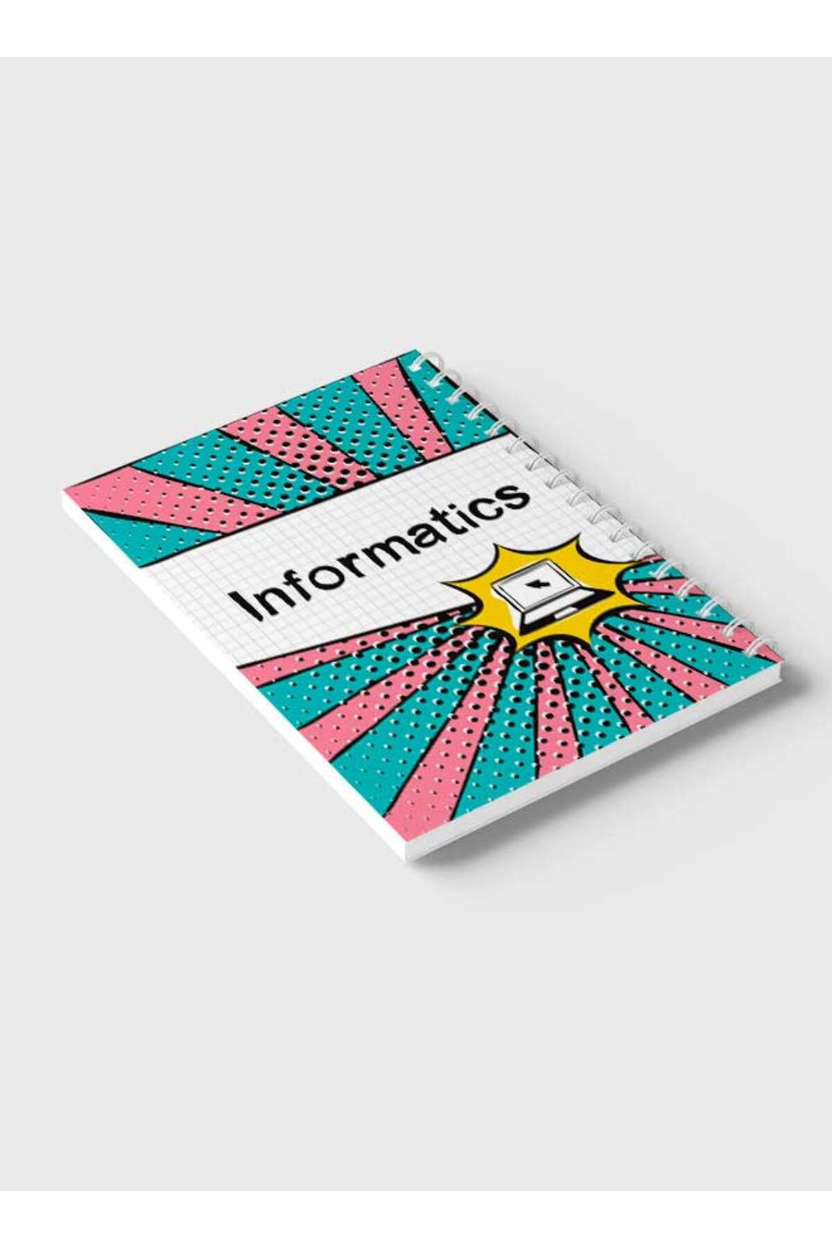 LOWHA-Spiral Notebook with Front and Back Hard Covers Featuring Informatics Design 6