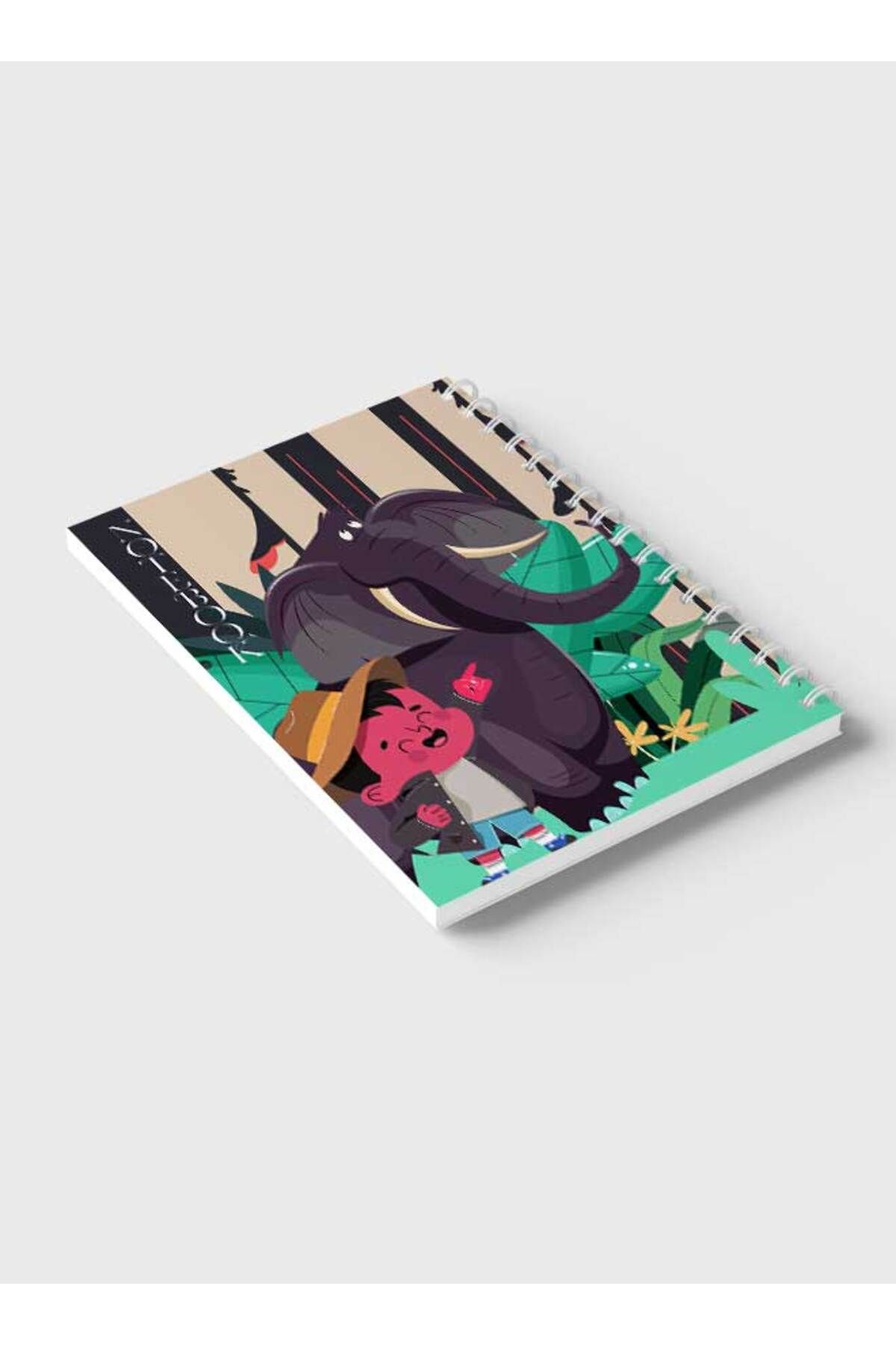 LOWHA-Spiral Notebook with Front and Back Hard Covers Featuring Classical Theme Safari Design 6