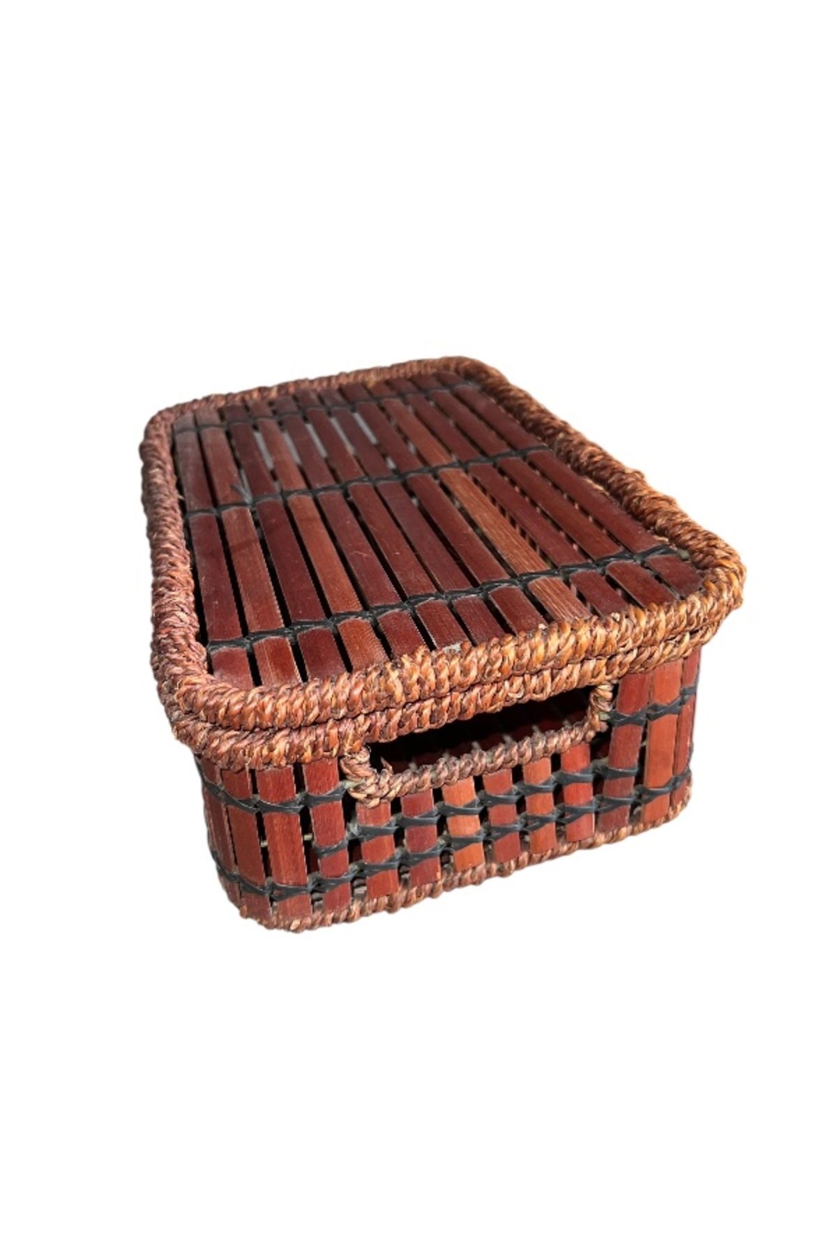 onyyapim-Multi-Purpose Wicked Rectangular Basket with Lid – 10X28X18 cm 6