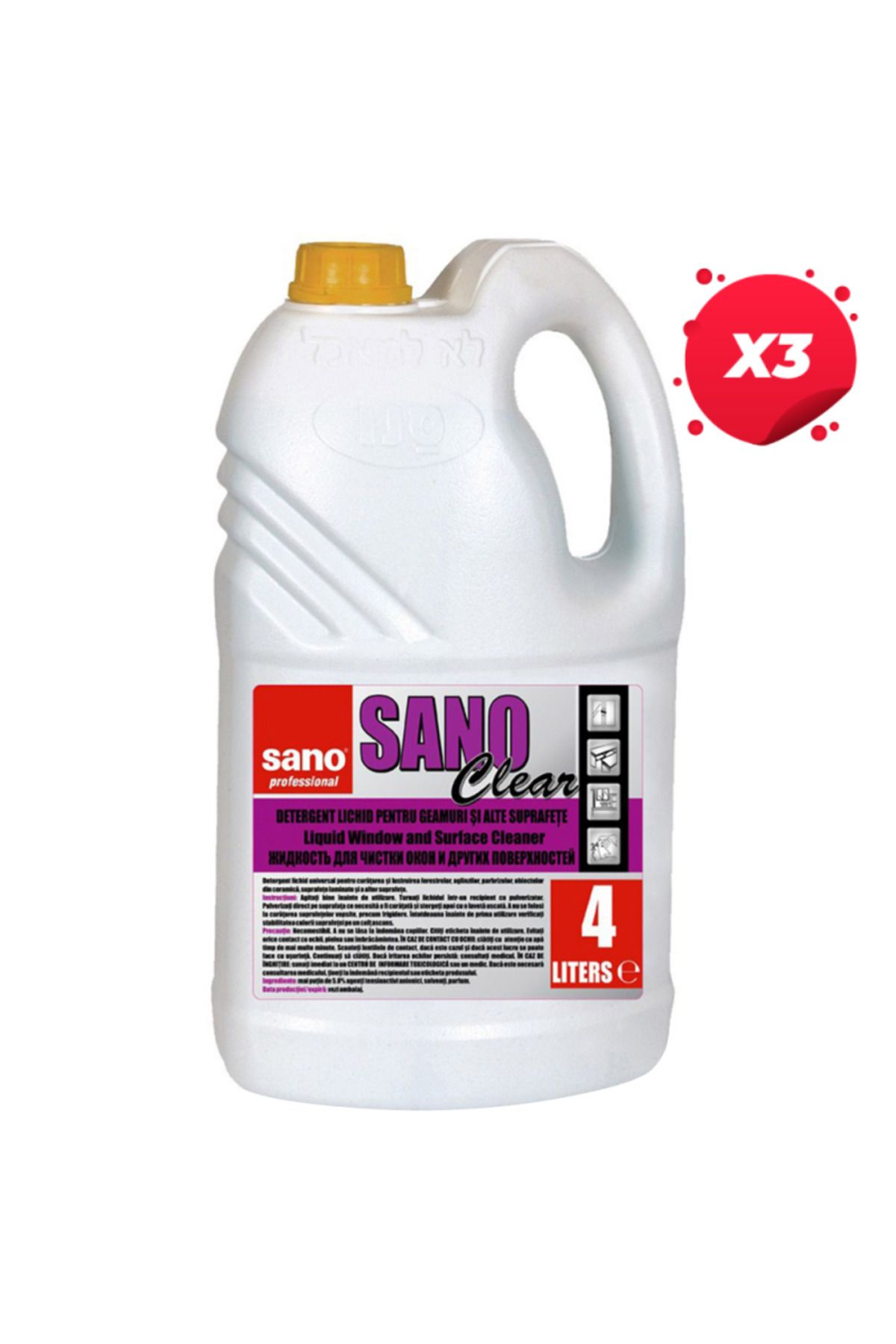 Sano X3 - Clear Detergent Lichid Geam 4l - One Size