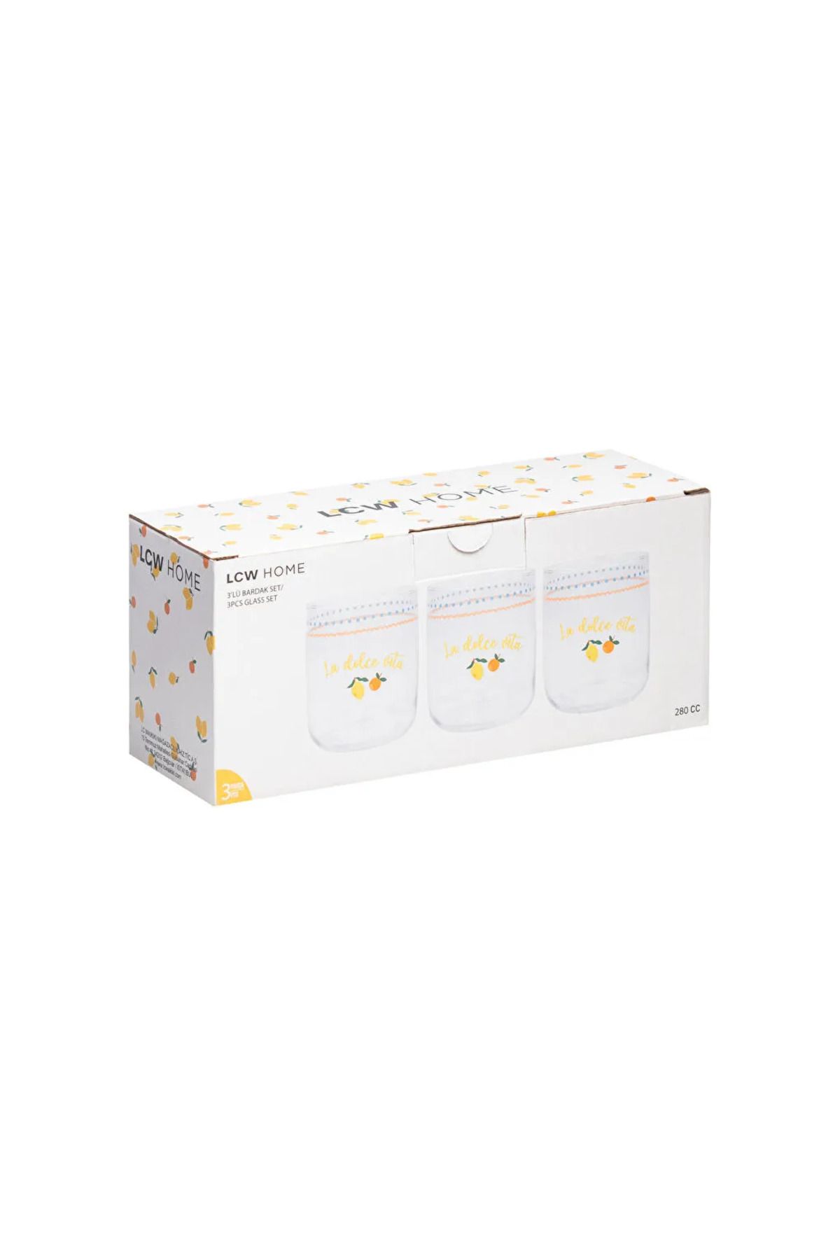 LC Waikiki-Lcw Home Mixed Printed Glass Cup Set of 3 280 ml 4