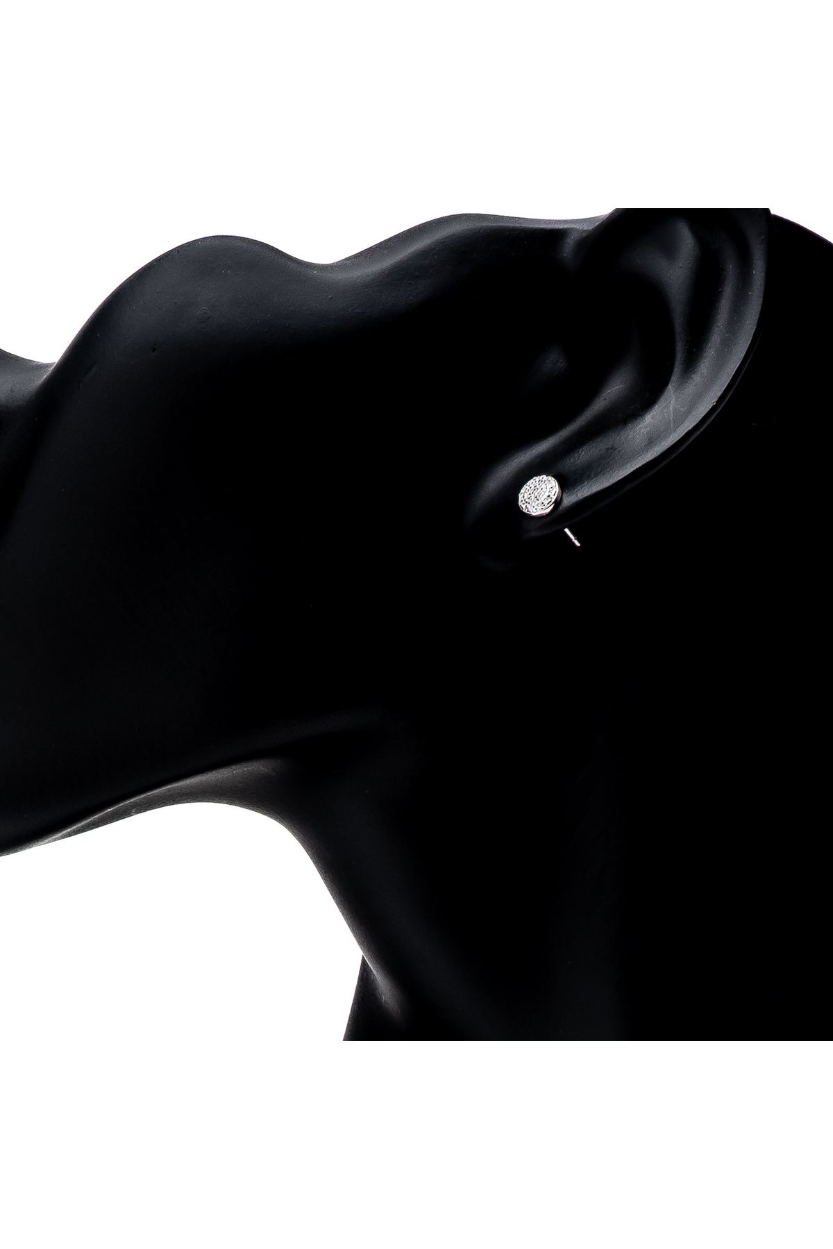 ElectraStore-Round Silver Earrings Encrusted With Zirconia Crystals 2