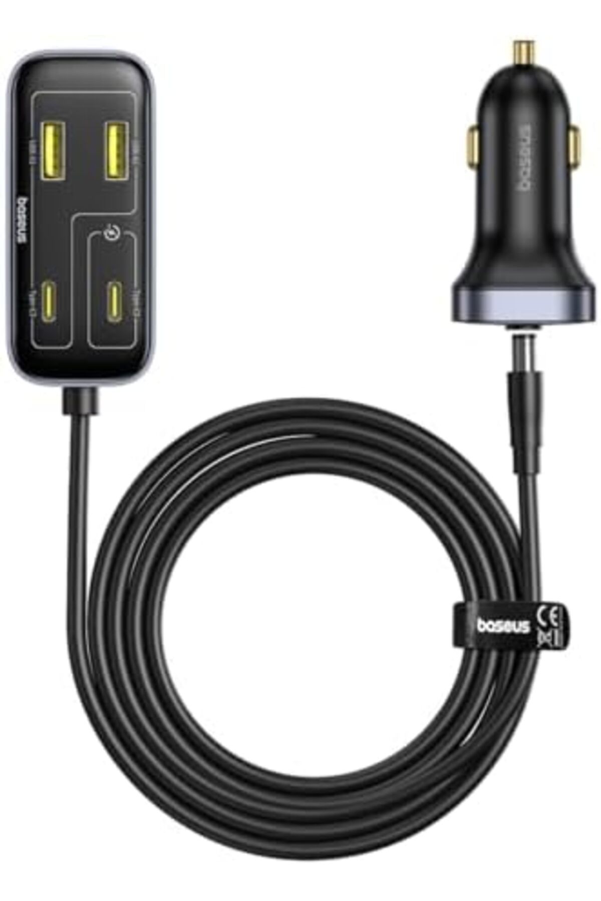 Baseus-Car Charger L1 with Back Seat Power, 110W, Black Cosmic 1