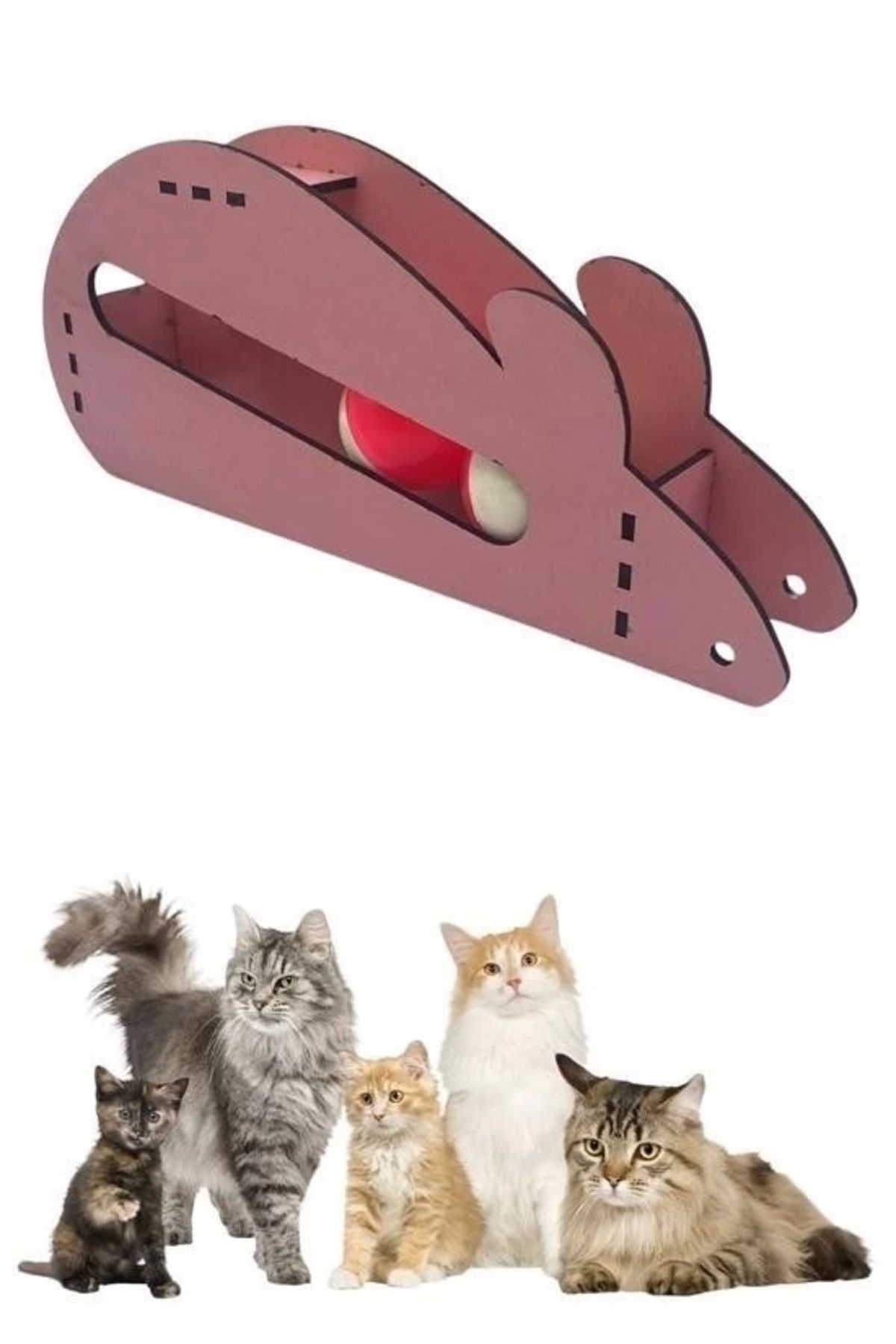PRATİKOBA-Bfs Mouse Cat Game Wooden 2-Ball Cat Toy Board Cat Game Board Mouse and Ball Toy 5