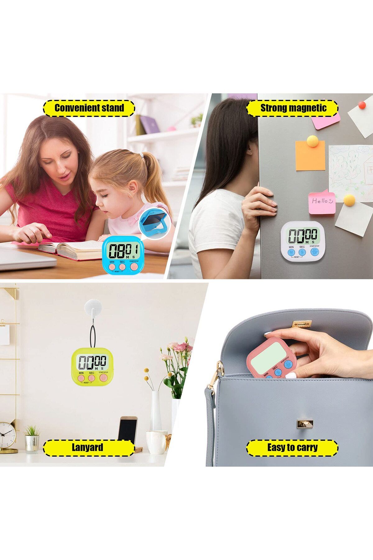 COOYA-4-Piece Multi-Function Electronic Timer,Learning Management,Suitable for Kitchen,Study,Work,Exercise 6