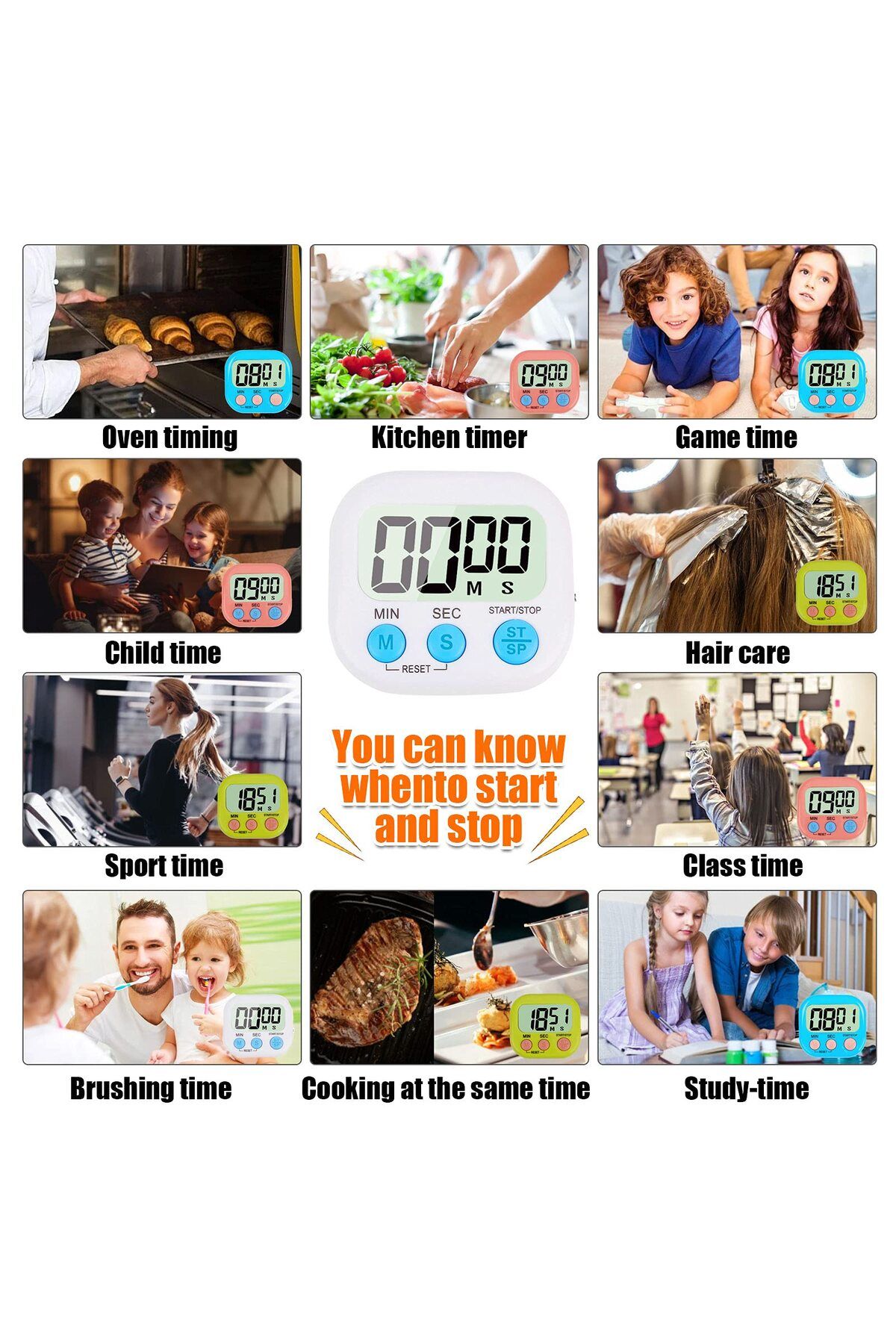 COOYA-4-Piece Multi-Function Electronic Timer,Learning Management,Suitable for Kitchen,Study,Work,Exercise 2