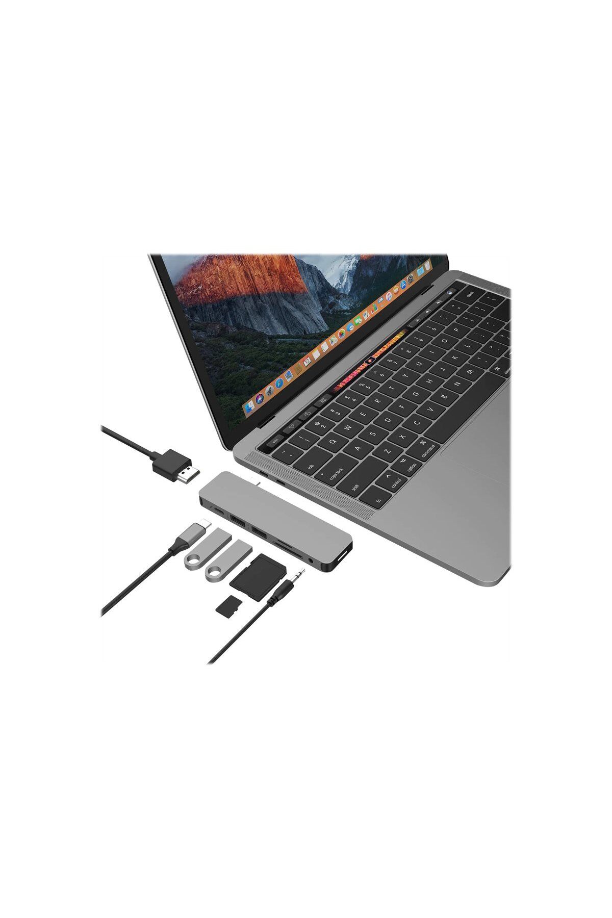 3DHyperStudio-Hyper HyperDrive USB-C 7-in-1 Laptop Form-Fit Hub - Space Grey 13