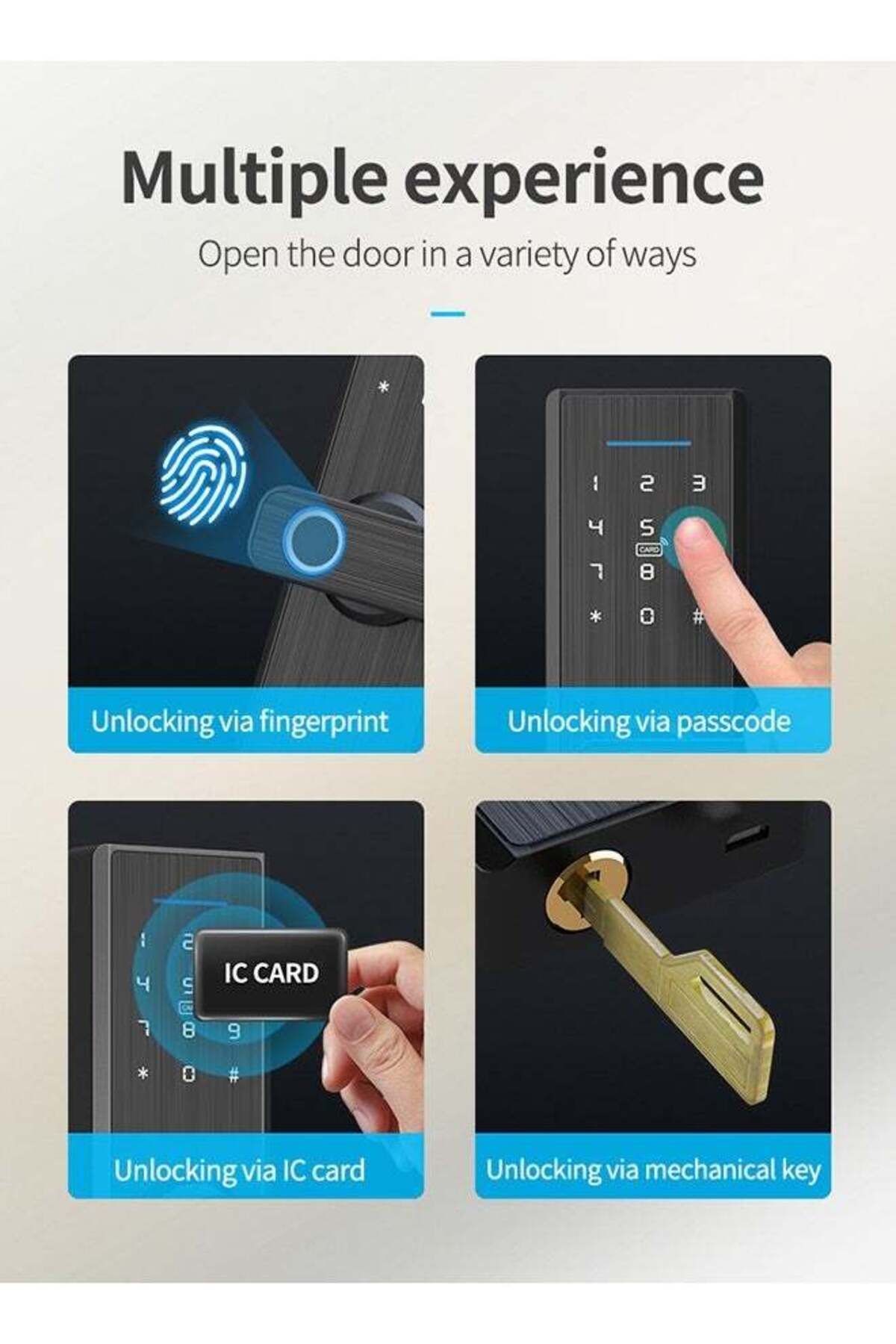 Saharaz-5 IN 1 Double Bolt Smart Door Lock,SupportSmart Home System,With Fingerprint and Code,for Home 6