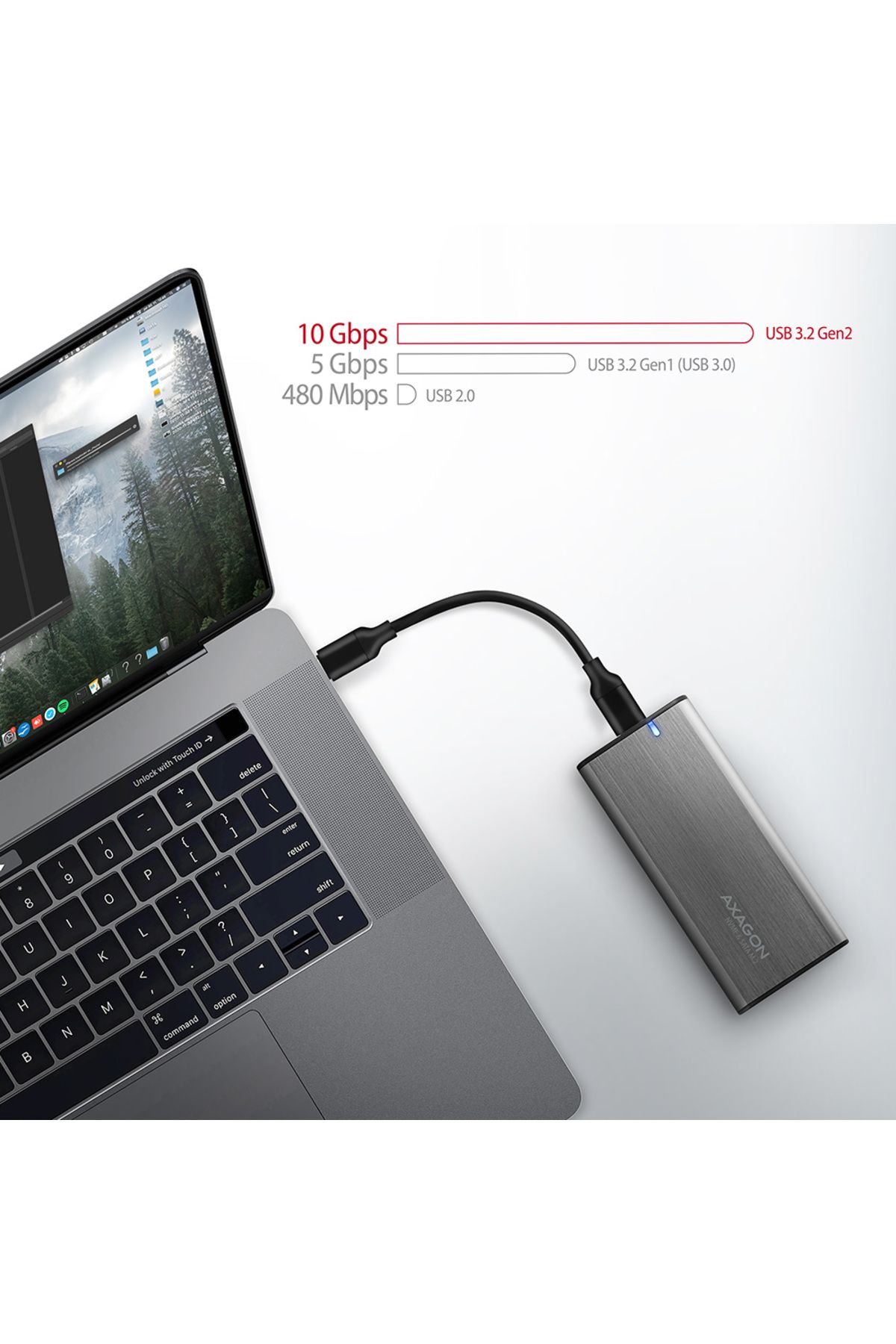 Axagon-External USB-C 3.2 Gen 2 metal box for M.2 NVMe & SATA SSD disks 7