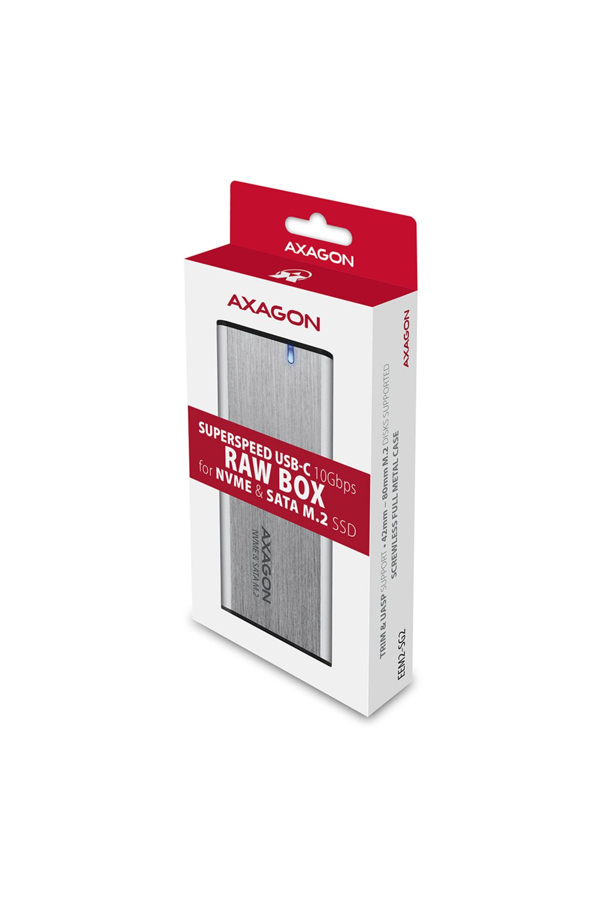 Axagon-External USB-C 3.2 Gen 2 metal box for M.2 NVMe & SATA SSD disks 12