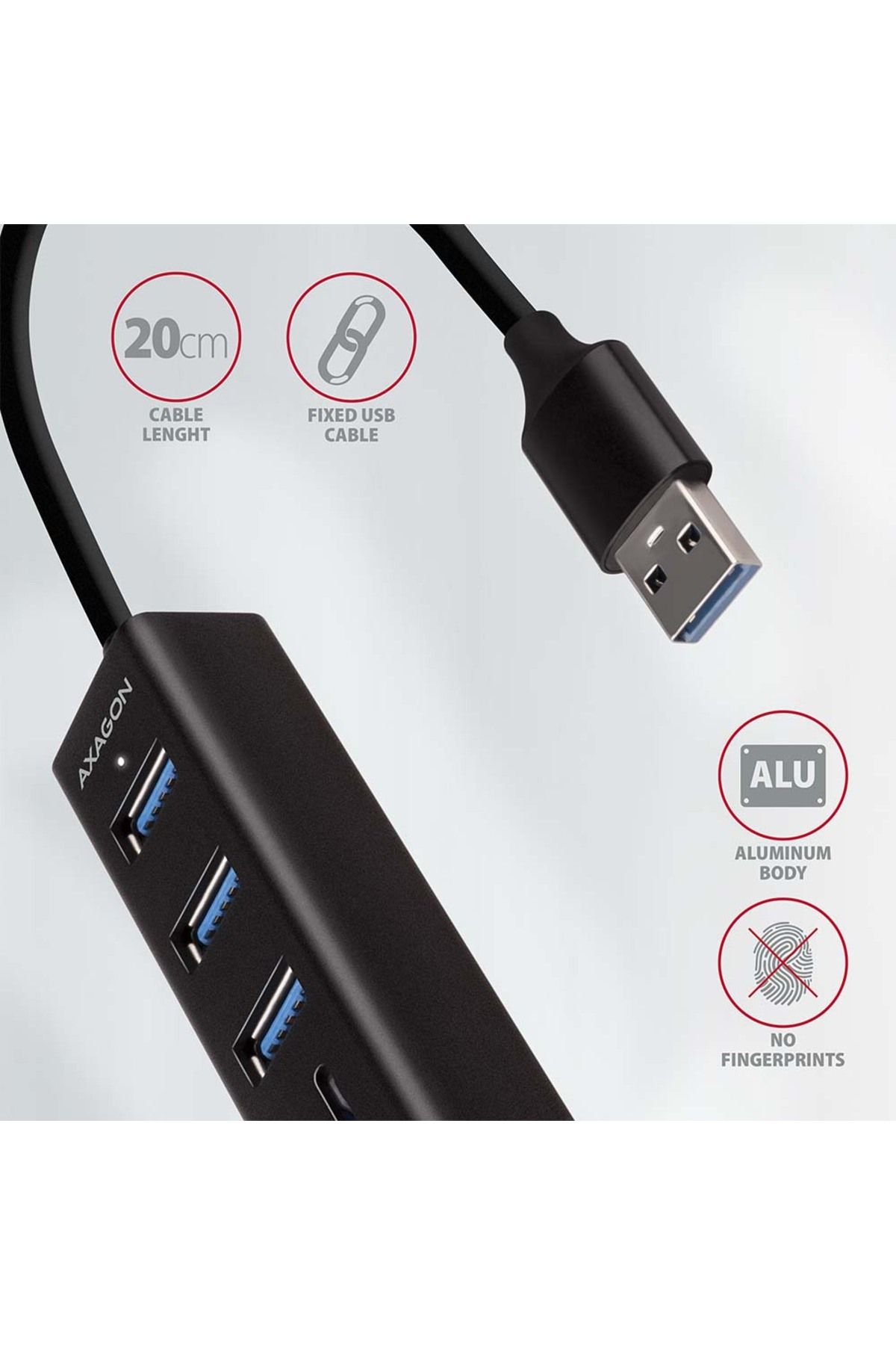 Axagon-SuperSpeed USB-A Hub and Card Reader | HMA-CR3A 5
