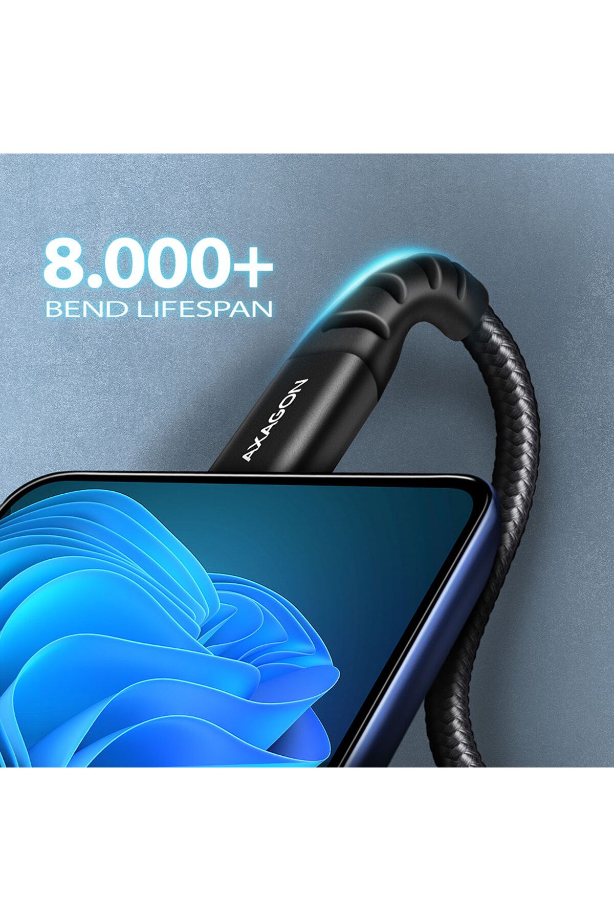 Axagon-Data and charging USB 2.0 cable, 1 m | BUCM-AM10AB | USB-C to USB-A 4