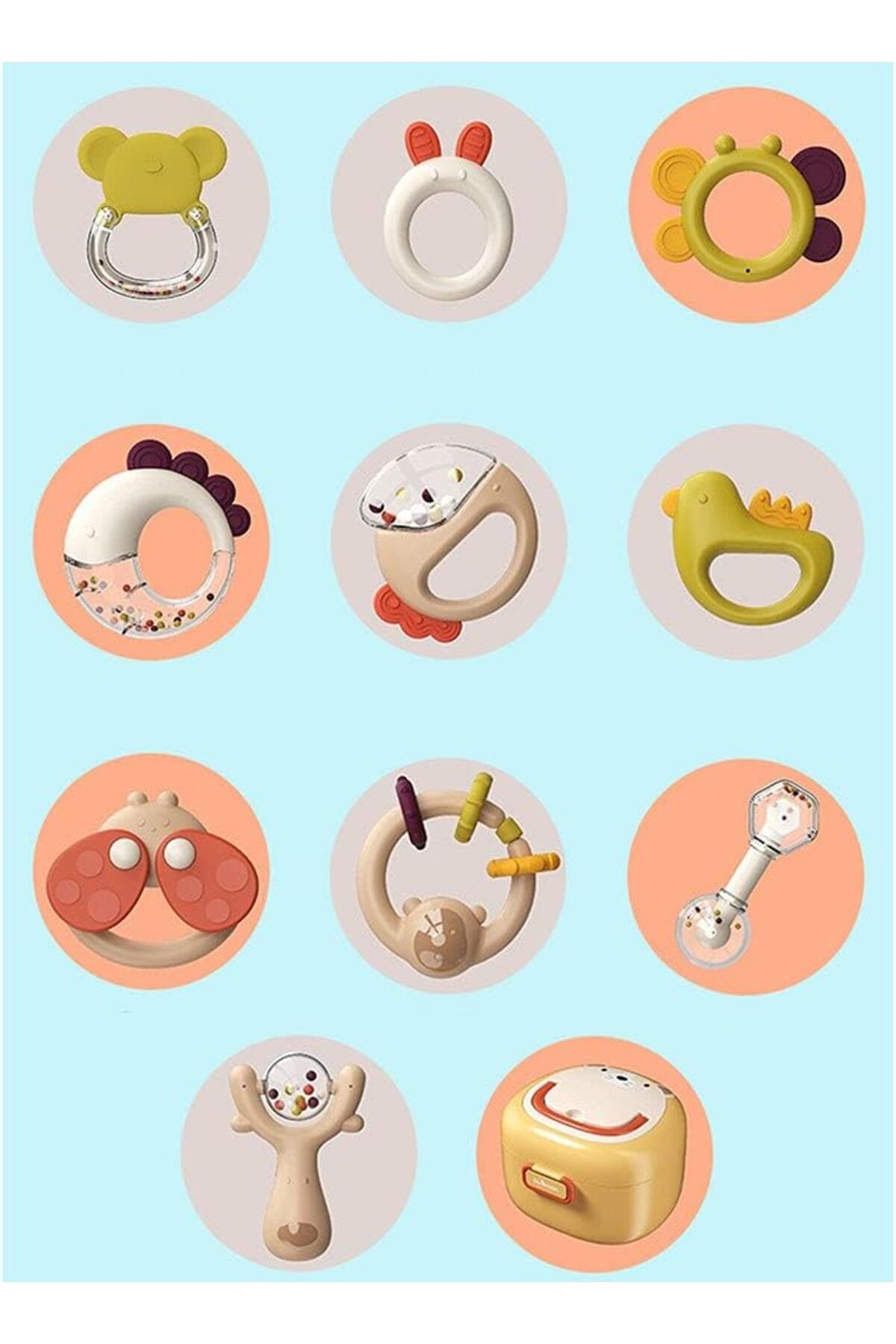 Lumely-10 Pcs Multi Surface Texture Pacifier,with Storage Box,for Improve Baby's Teeth Development 3