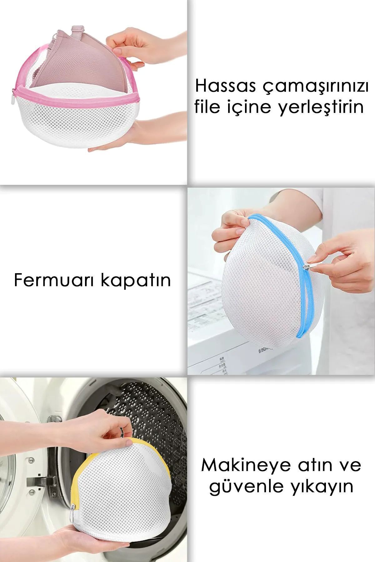 Mikasso 3 Adet Fermuarlı Sütyen/iç Çamaşırı Yıkama Filesi TR fotoğrafı 2 (önizleme)
