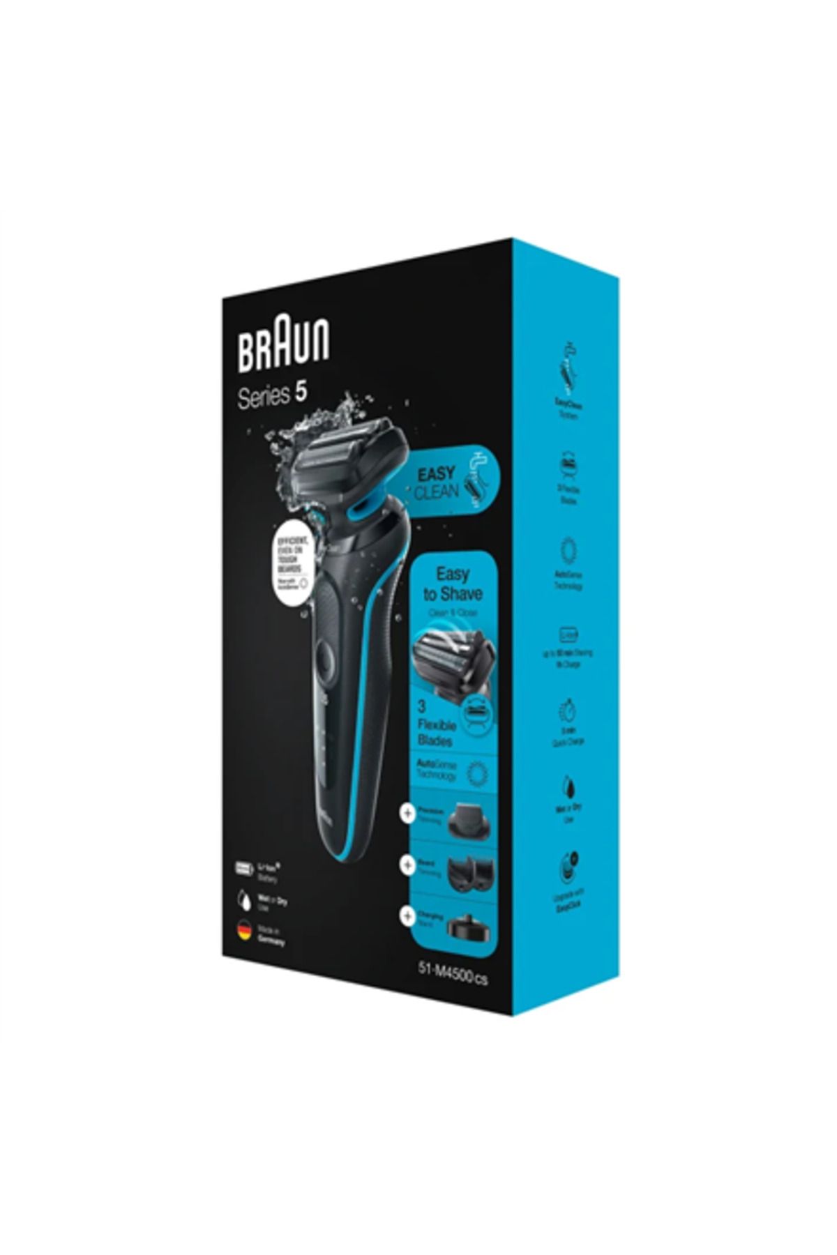 BRAUN SSA STORE-Braun | Aparat de ras | 51-M4500cs | Timp de funcționare (max) 50 min | Umed și uscat | Negru/Albastru 3