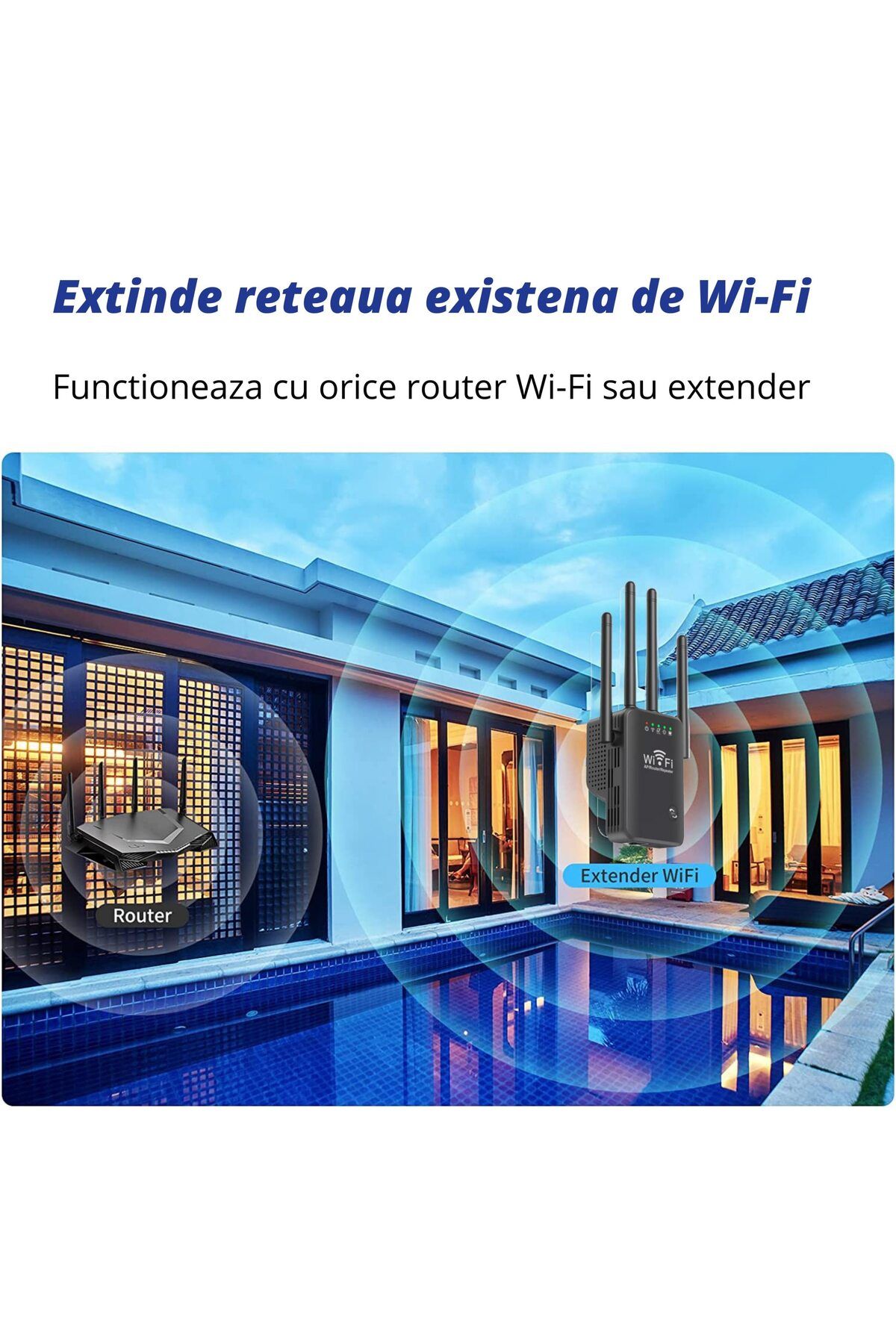 WowStep-Wireless Signal Amplifier, WiFi Range Extender, 2.4 Hz, 300 Mbps, WEP, WPA and WPA2, LAN, Black 3
