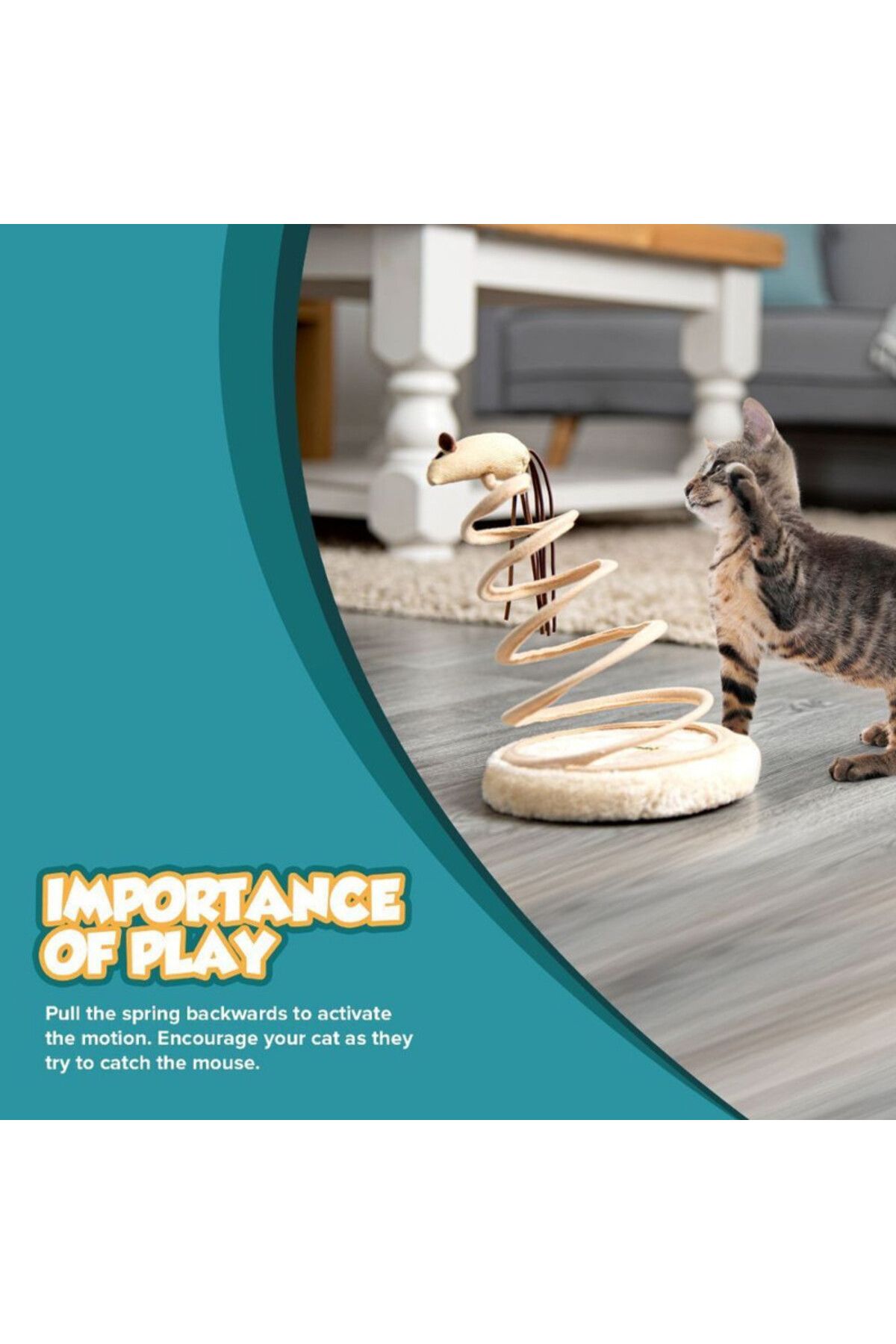 Mercaton-Interactive toy for kittens, Claw sharpener, Mouse with long tail model, 15 x 23 cm, Beige 8