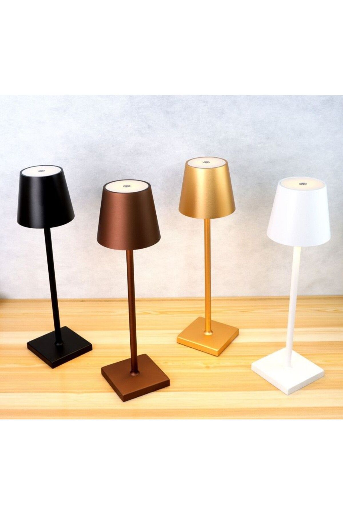 Tescomak-Rechargeable touch LED table lamp with telescopic rod, brown 4