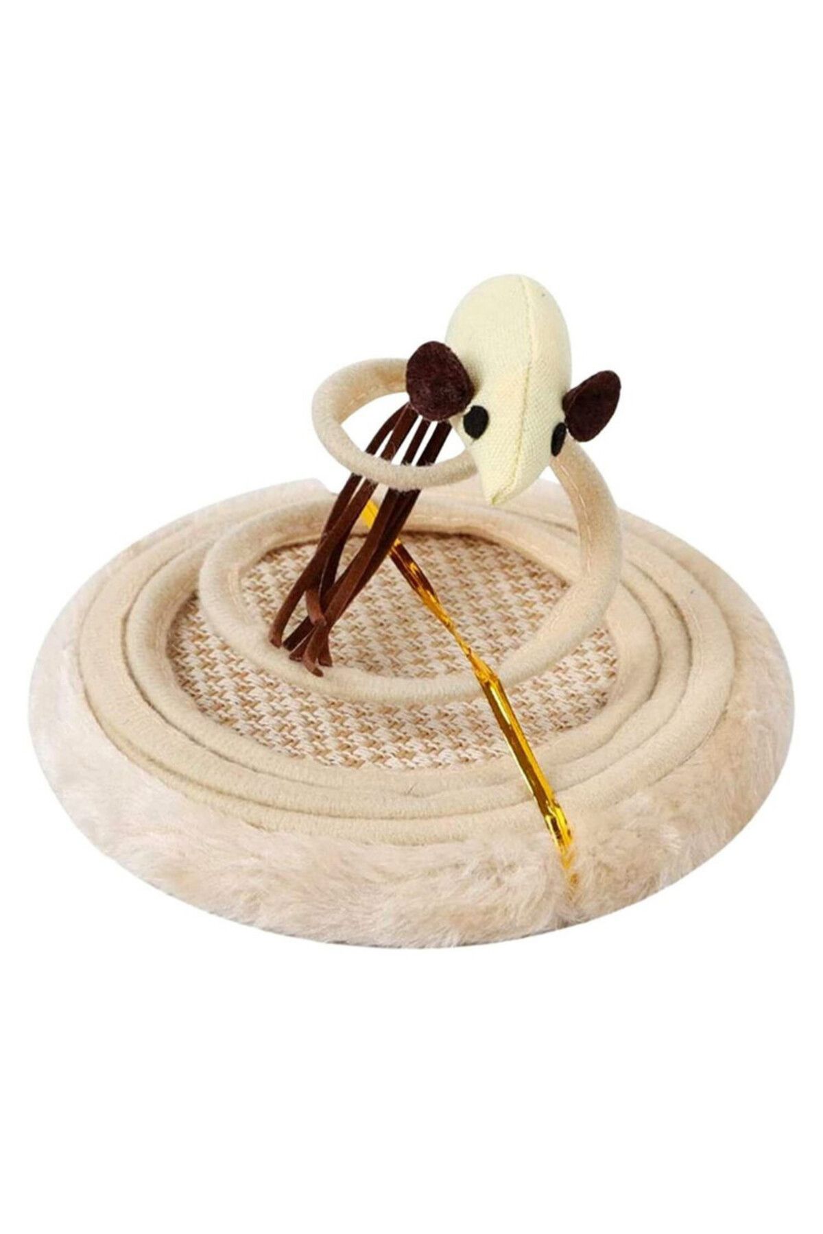Mercaton-Interactive toy for kittens, Claw sharpener, Mouse with long tail model, 15 x 23 cm, Beige 4