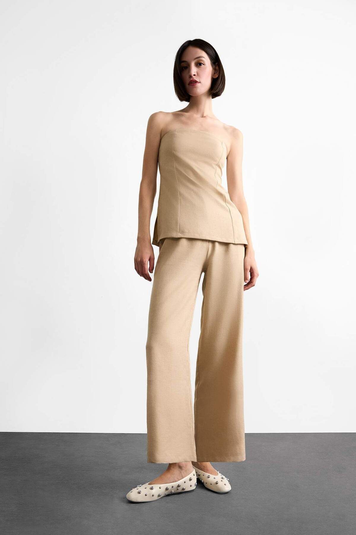 DeFacto-Body Hugging Strapless Basic Plain Blouse F7979Ax25Sm 2
