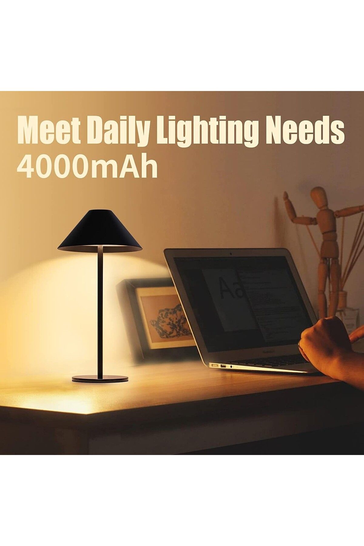 Tescomak-Rechargeable touch led table lamp, 3 brown color temperatures 7