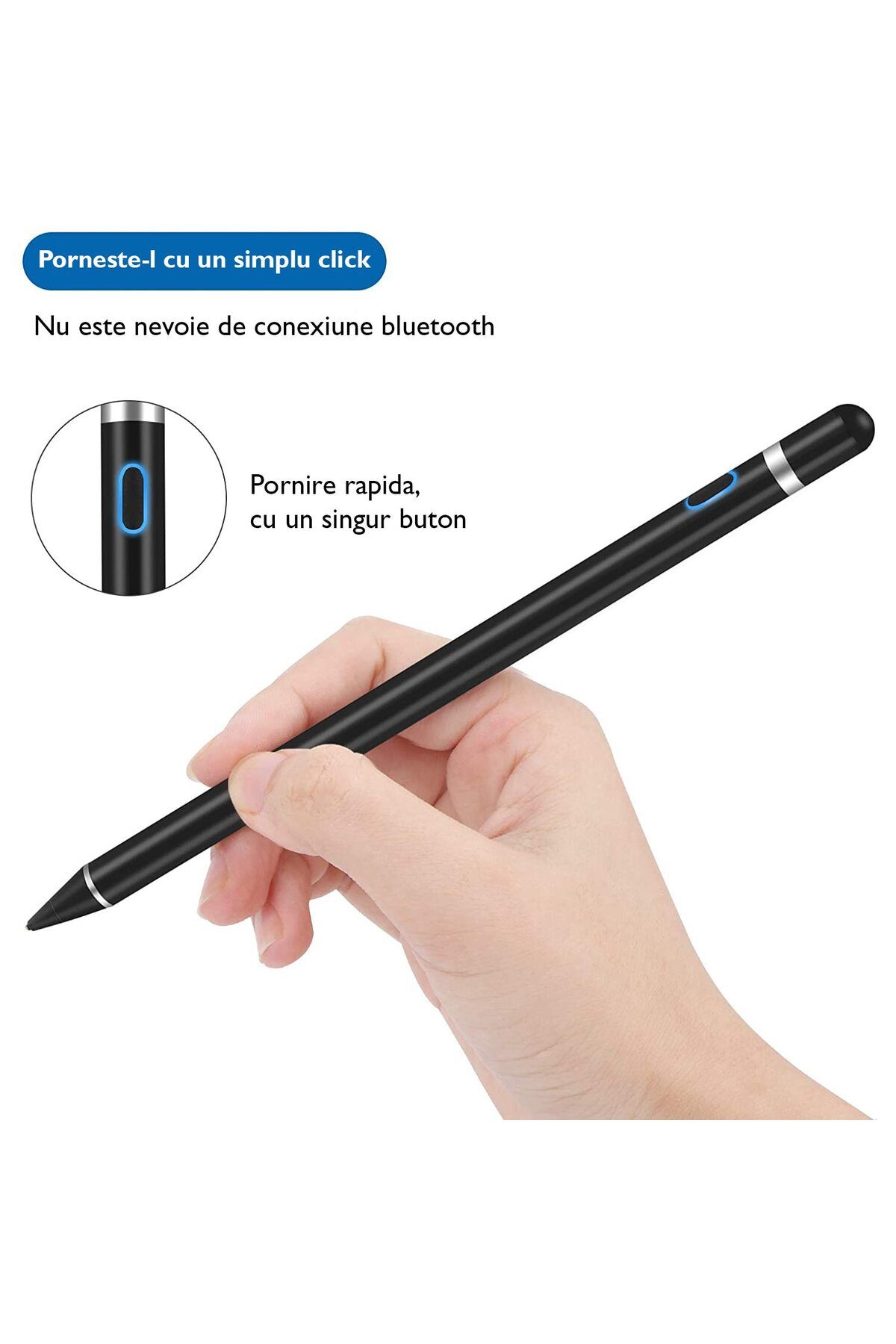 WowStep-Stylus iPad Pen Universal,, Pix Touch Tableta iPad Apple 2010-2022, Android, Windows, Fara Lag, Alb 2