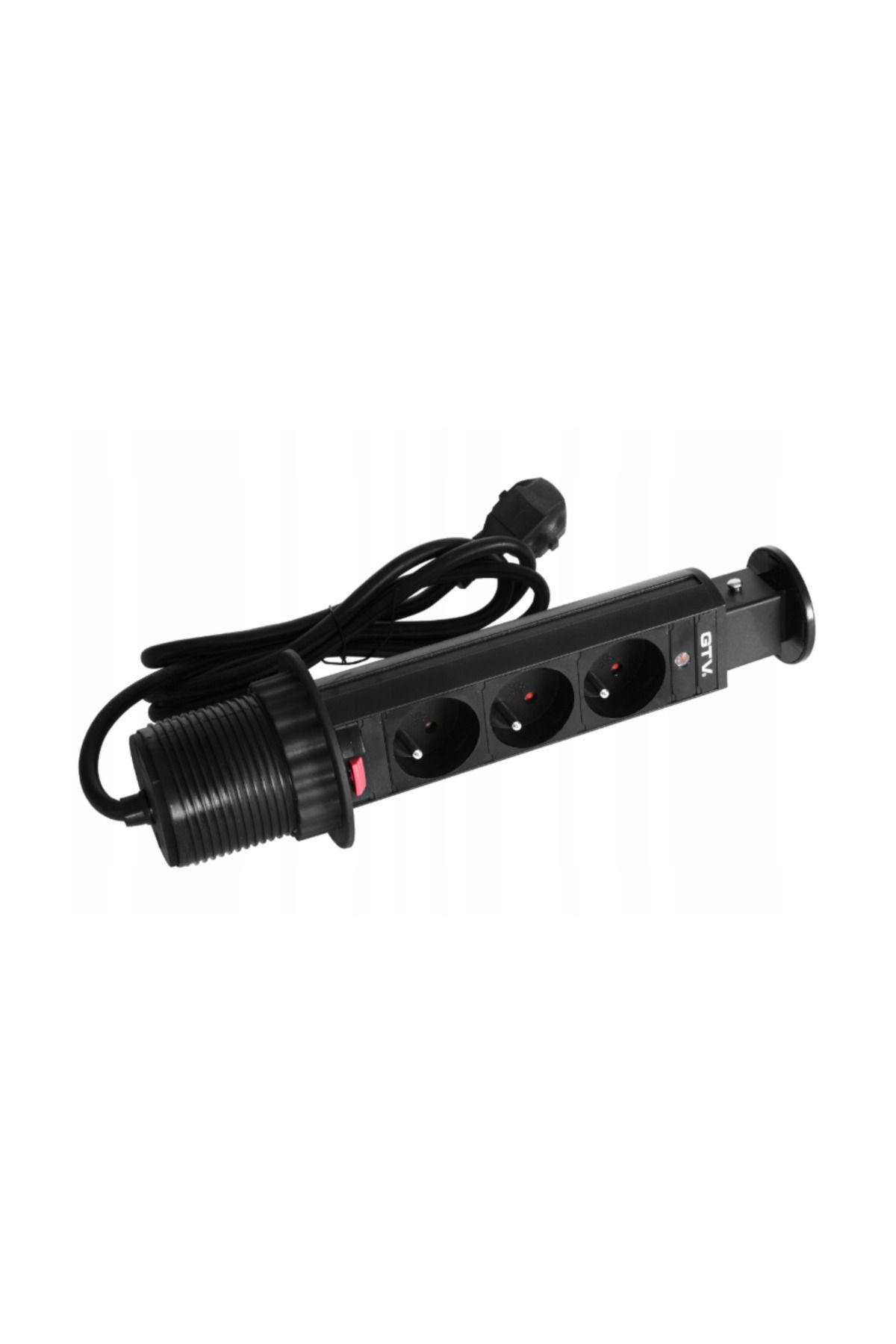 GTV-Retractable Built-in Socket Round,GTV,Diameter 60mm,3 Schuko Sockets,Cable 1.5,IP20,Max 3600W,Black 2