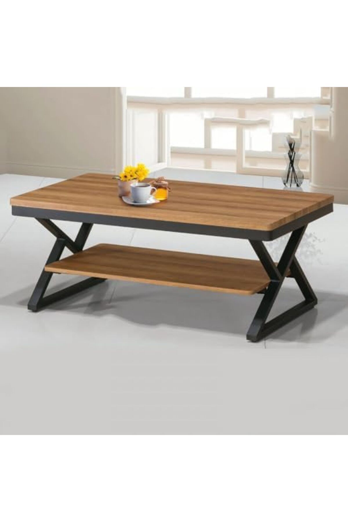 AGD-Modern Central Coffee Table with Two Levels Open Shelf 5