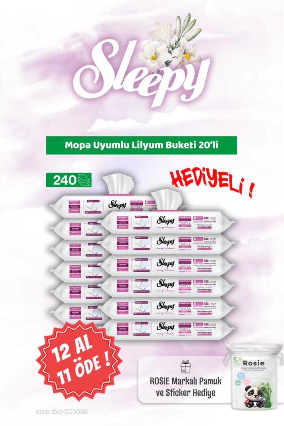 Sleepy 12 AL 11 ÖDE Lilyum Buketi Mopa Uyumlu 20'li ve Rosie Bebek pamuğu