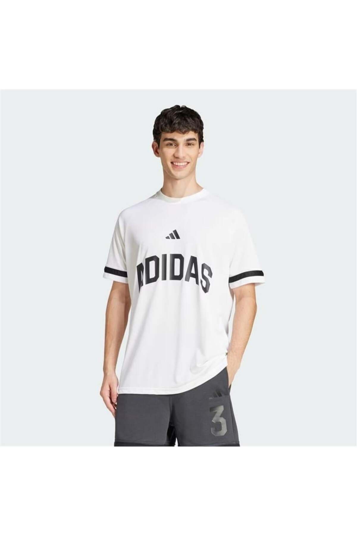 آدیداس تی‌شرت مردانه آستین کوتاه سفید یقه گرد طرح JD8099 ملزومات فصلی آمریکا